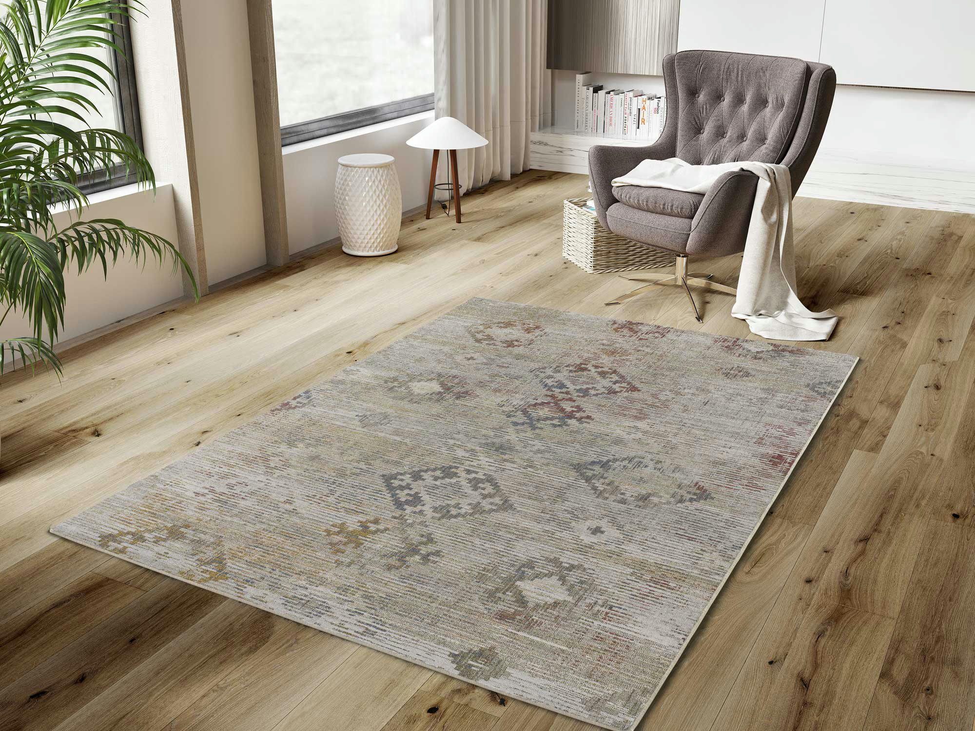 ANTHEA - Tapis en polyester de style vintage multicolore, 140x200 cm