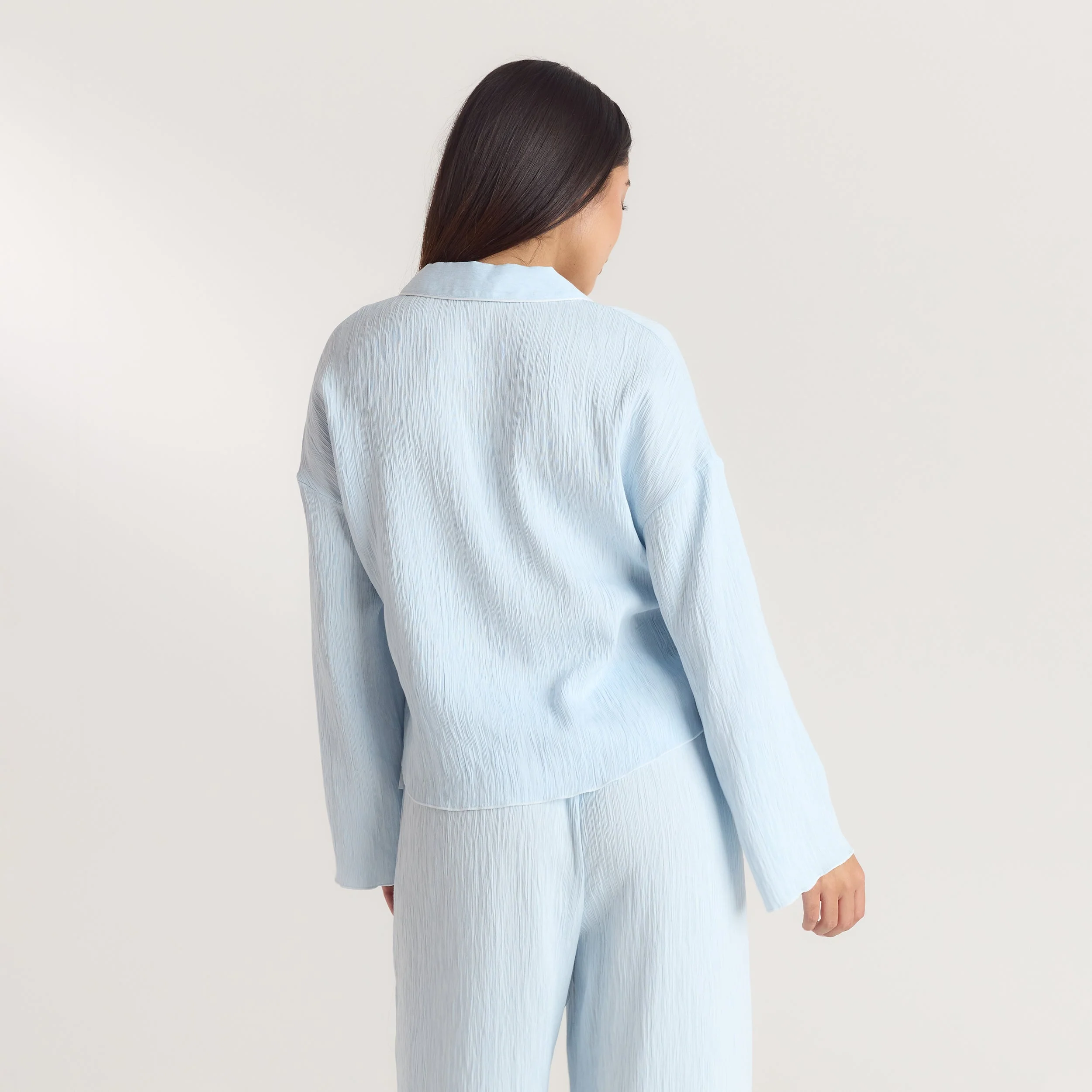 Crinkle Pyjama Shirt - Blue