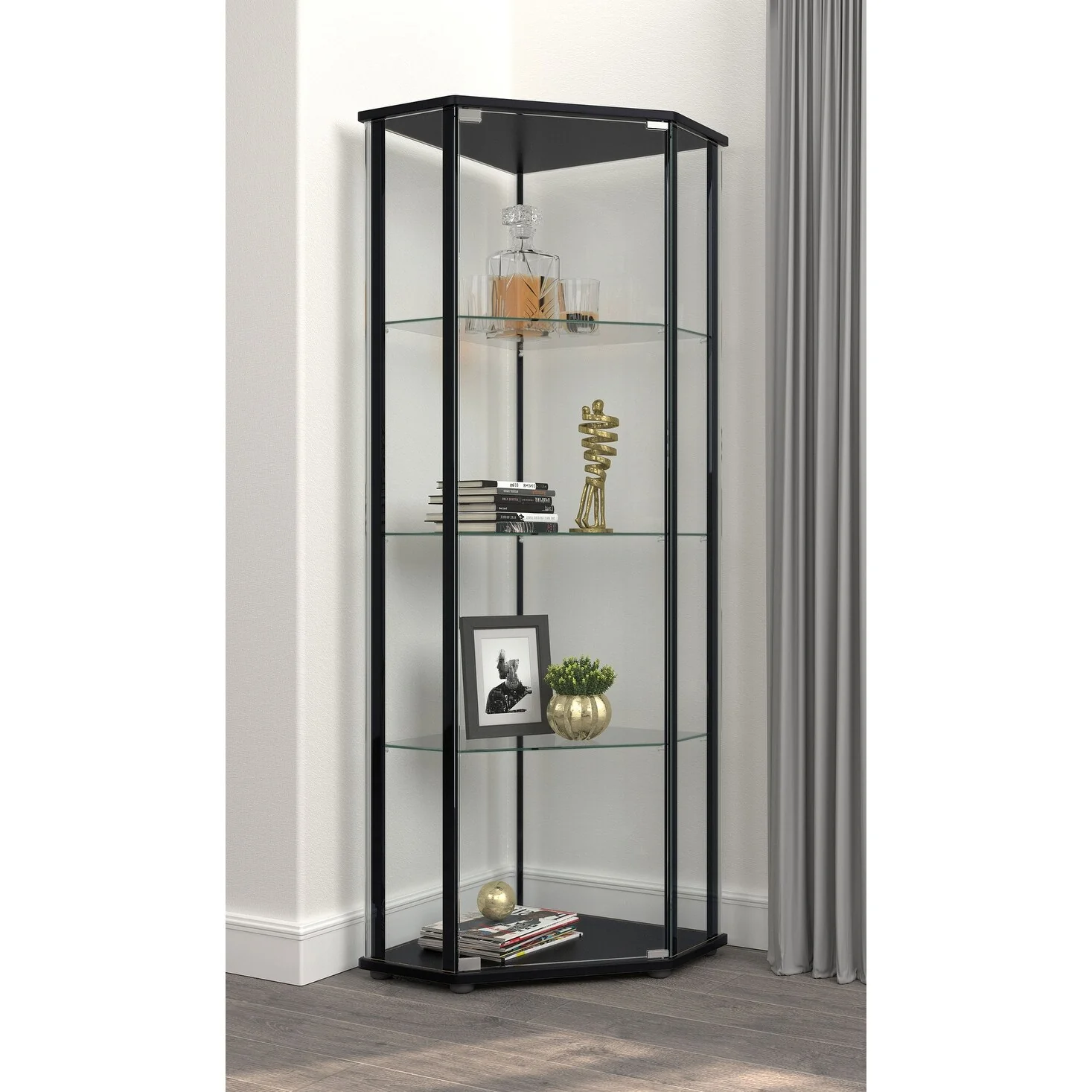 Zenobia 4-shelf Curio Cabinet Display Case Black