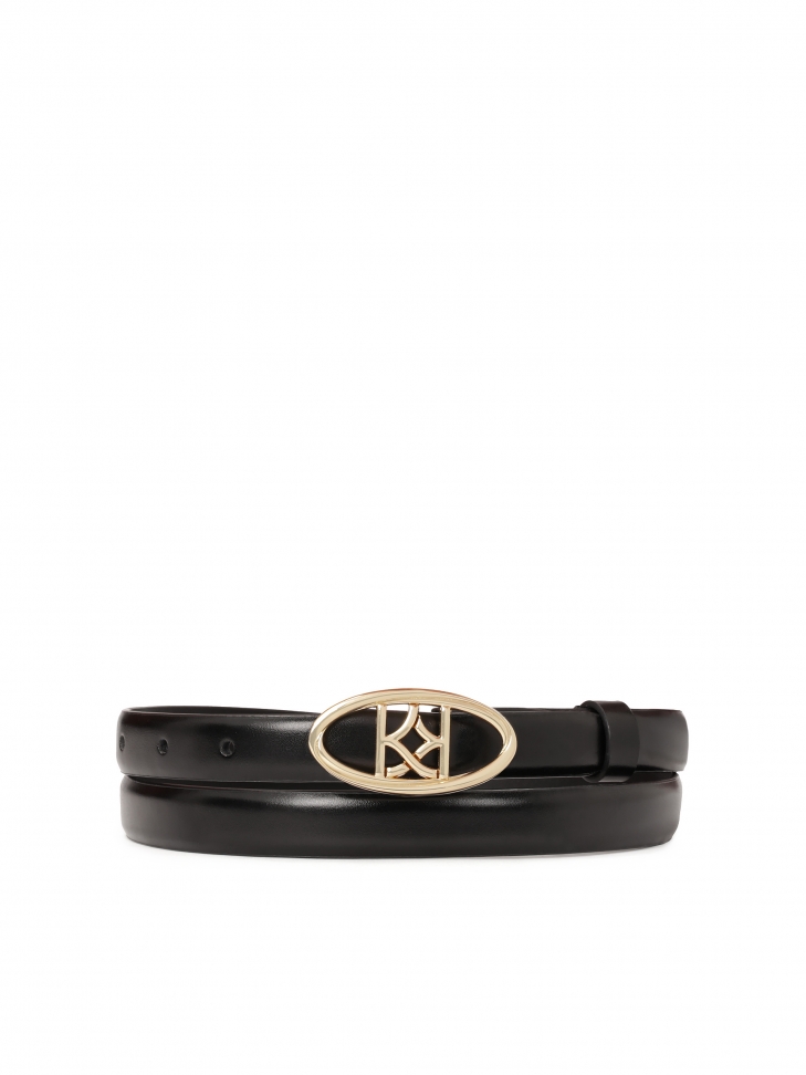 Elegant black belt with oval buckle