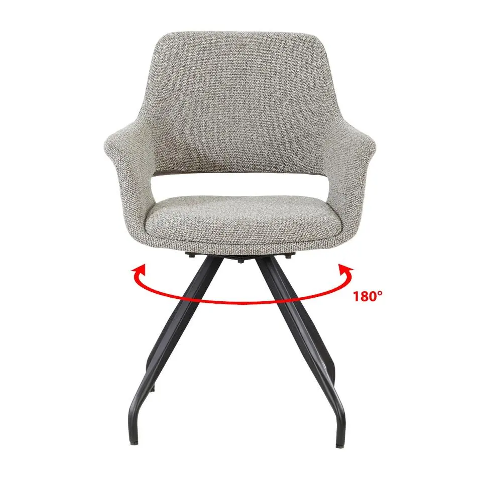 Livingfurn - Eetkamerstoel Capp Taupe Set van 2 - 61x61x88cm