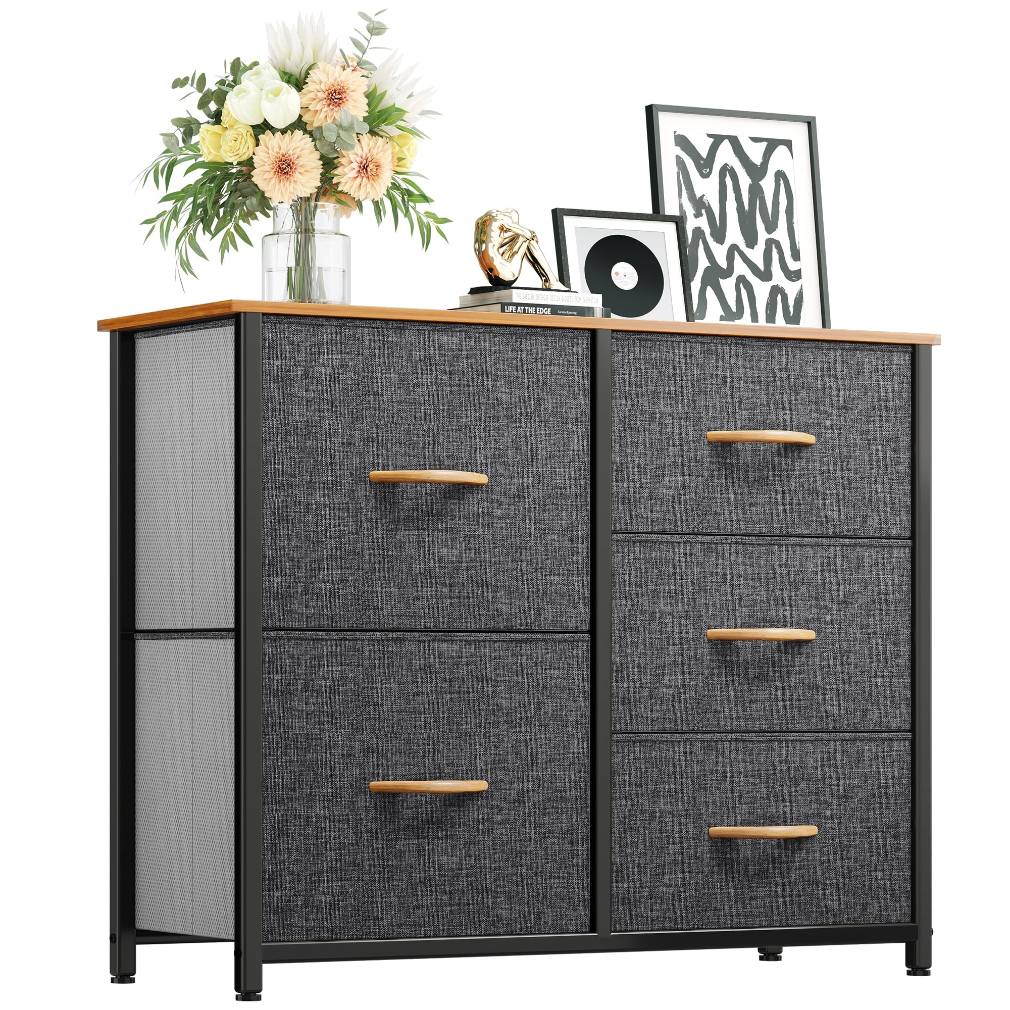 5-drawers Furniture Storage Chest Grey Dresser Organizer