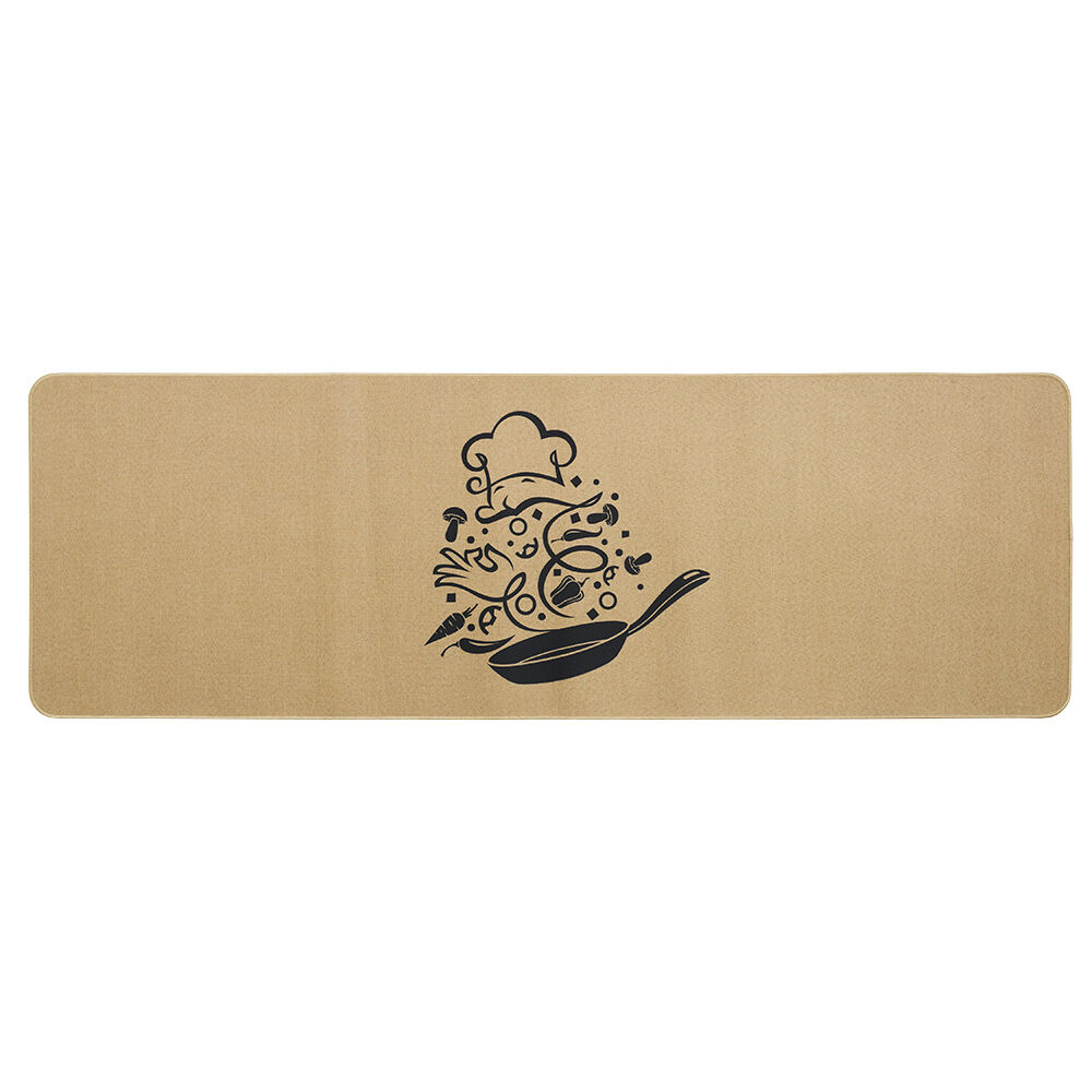Tapis de cuisine effet lin motif cuisine 120x50 cm