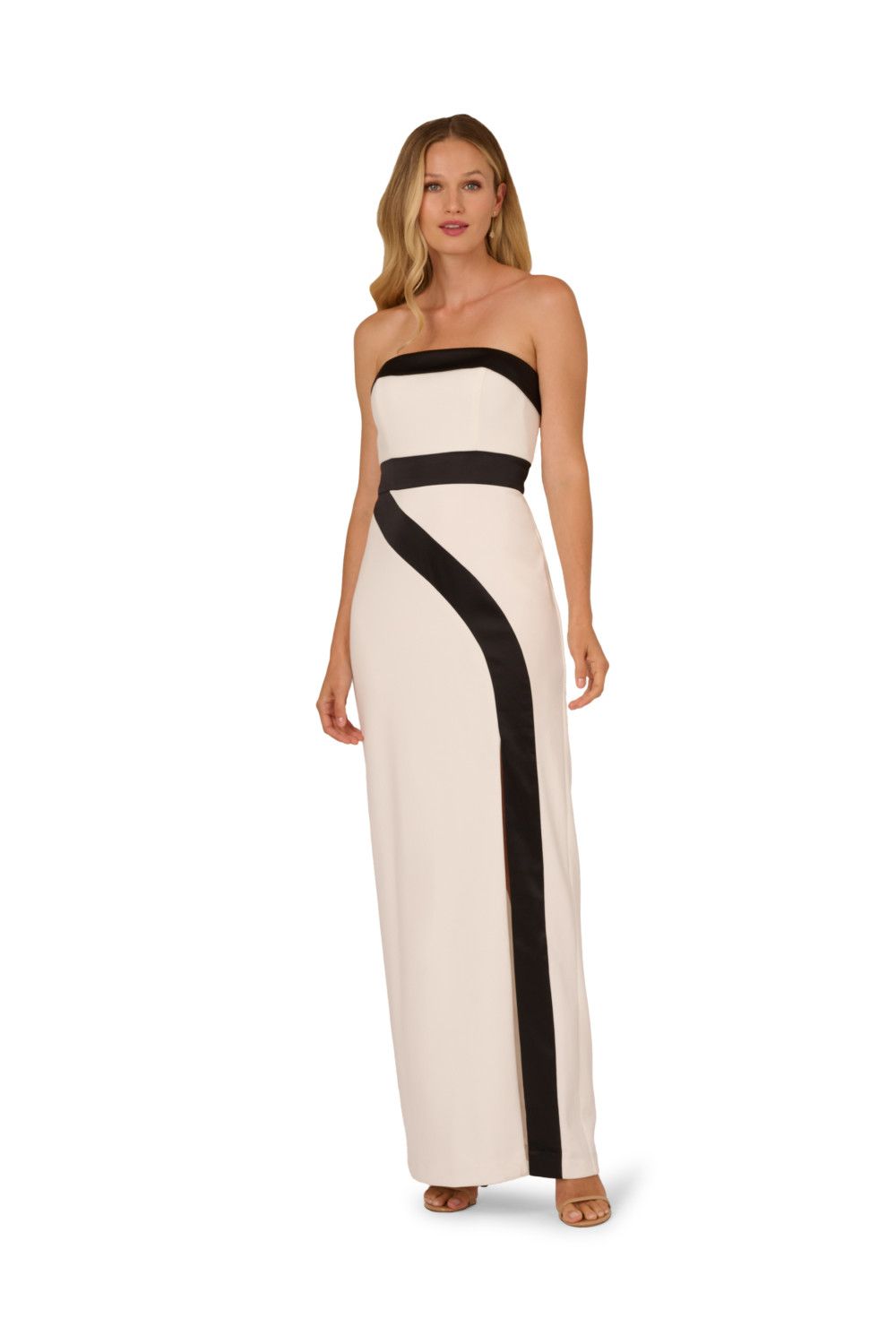 Adrianna Papell Colorblock Crepe Gown