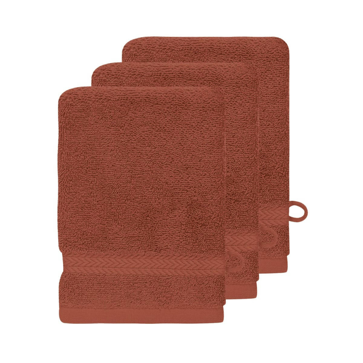 LUXURY - Lot de 3 gants de toilette 550gr/m²  terracota 16x22 cm