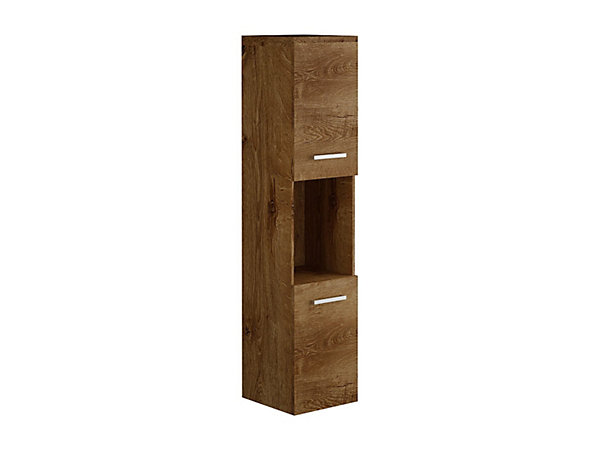 Colonne de salle de bain suspendue effet bois avec niche de rangement- L30 x P30 x H133 cm - MIELA II