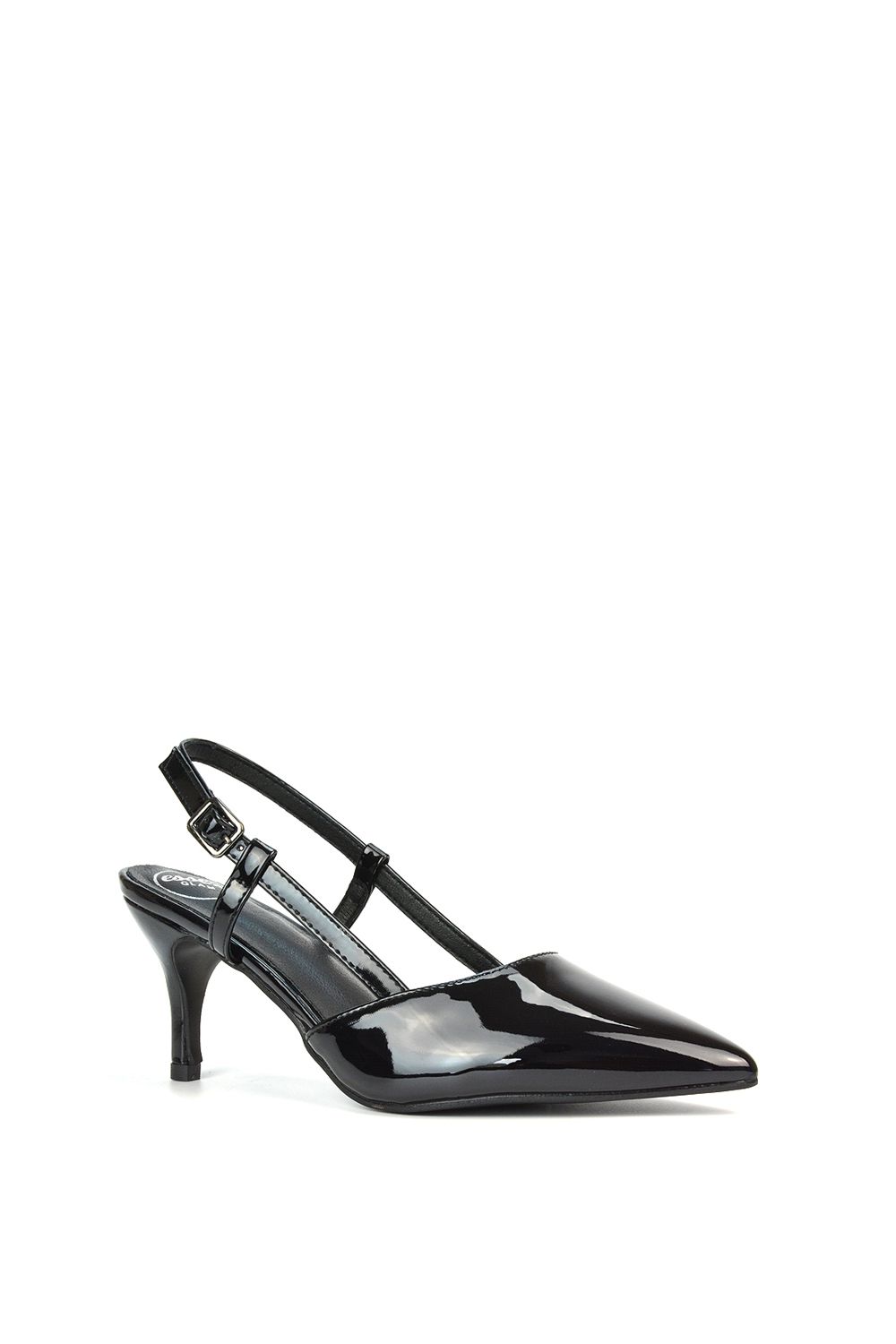 XY London Karla' Mid Heel Stilettos Pointed Toe Slingback Court Shoes