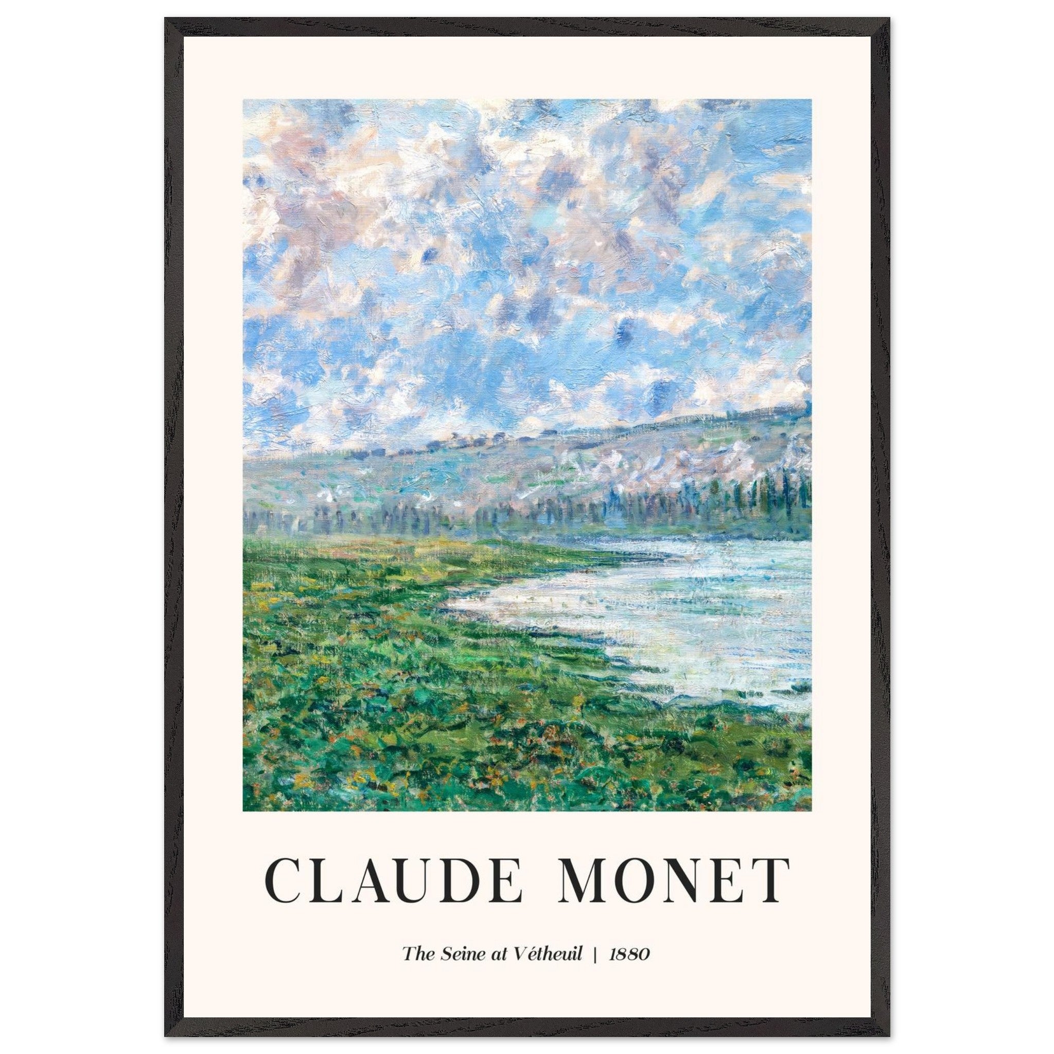 Artfulprints Poster met Lijst Claude Monet - The Seine at Vétheuil  - 70x100 cm - Blauw