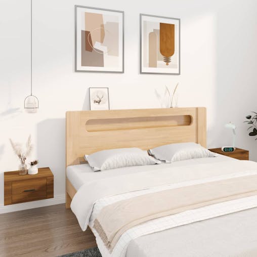 NNEVL Wall-mounted Bedside Cabinets 2 pcs Brown Oak 50x36x25 cm