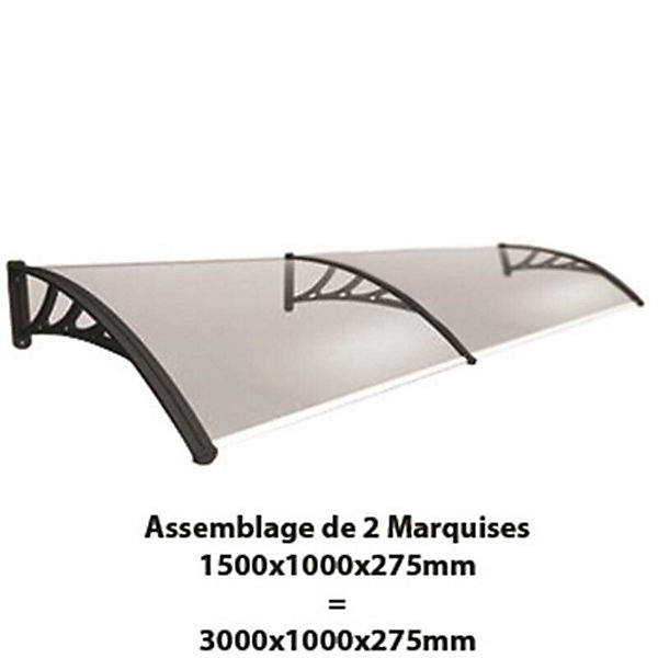 Auvent porte d'entrée Bertille Noir, L.- 150 cm, Profondeur totale - 100 cm