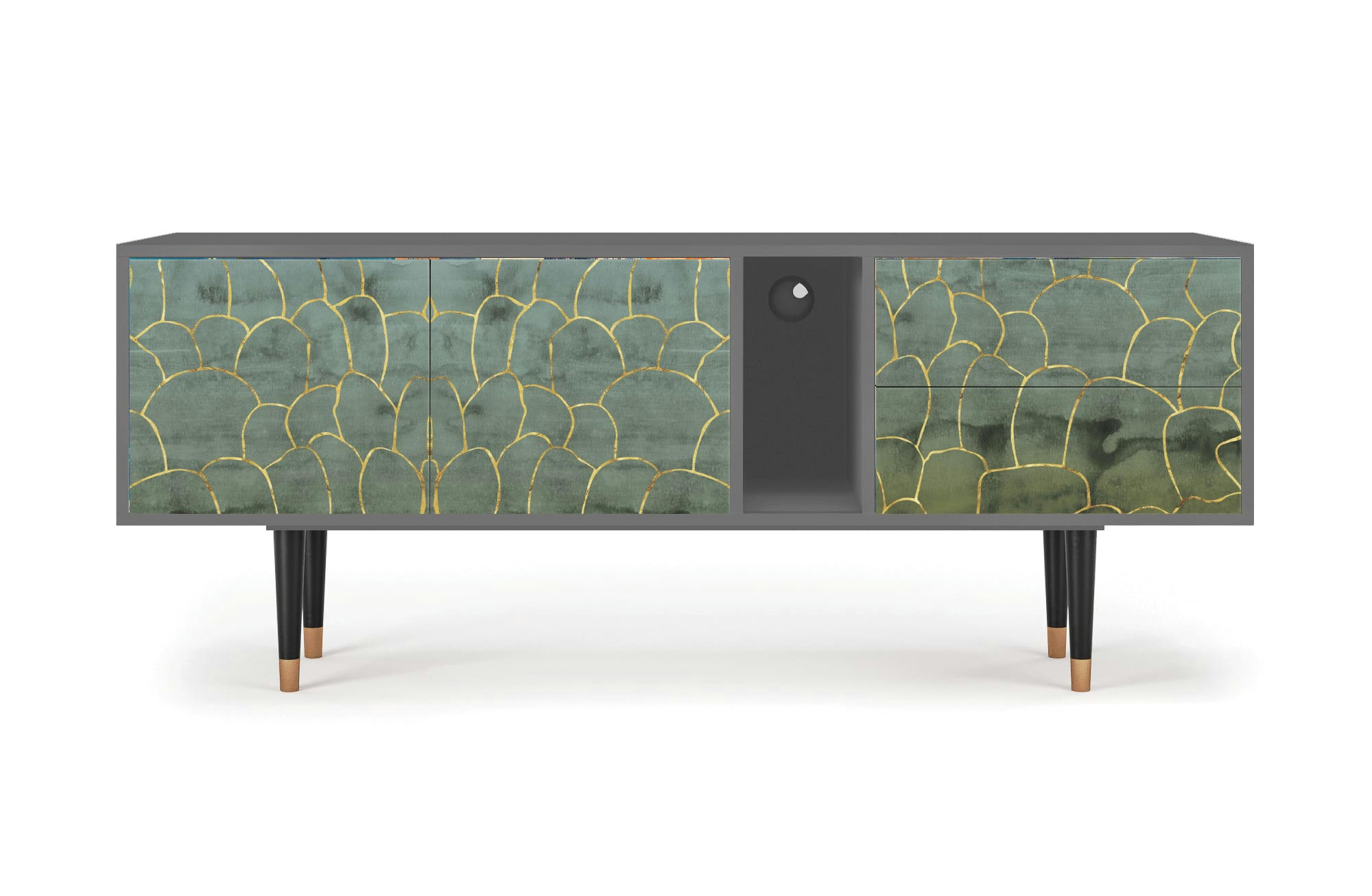 MAGNIFICENT WATER LILY - Meuble TV  bleu-vert 2 tiroirs et 2 portes L 170 cm