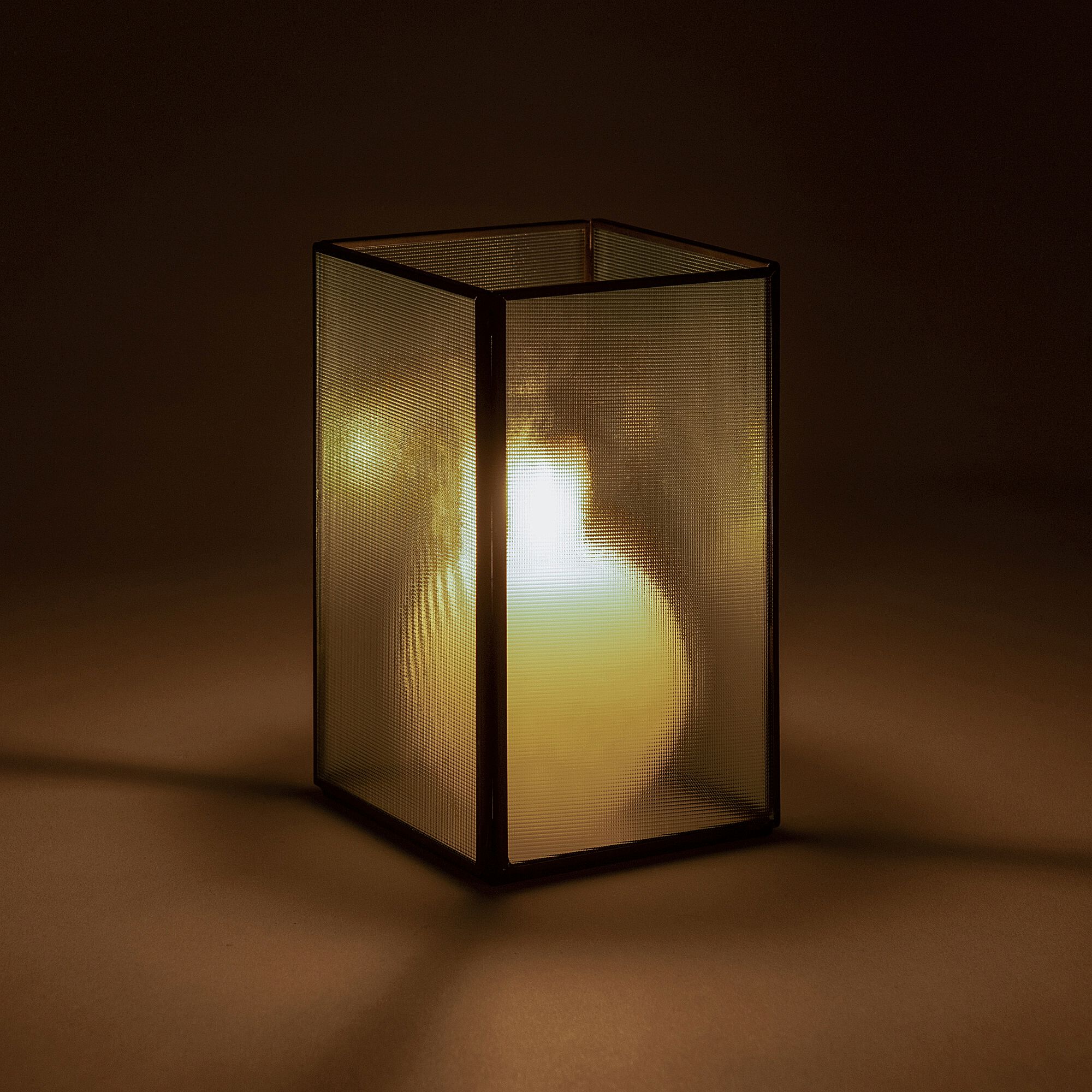 CHARLES - Photophore en fer et verre H16cm