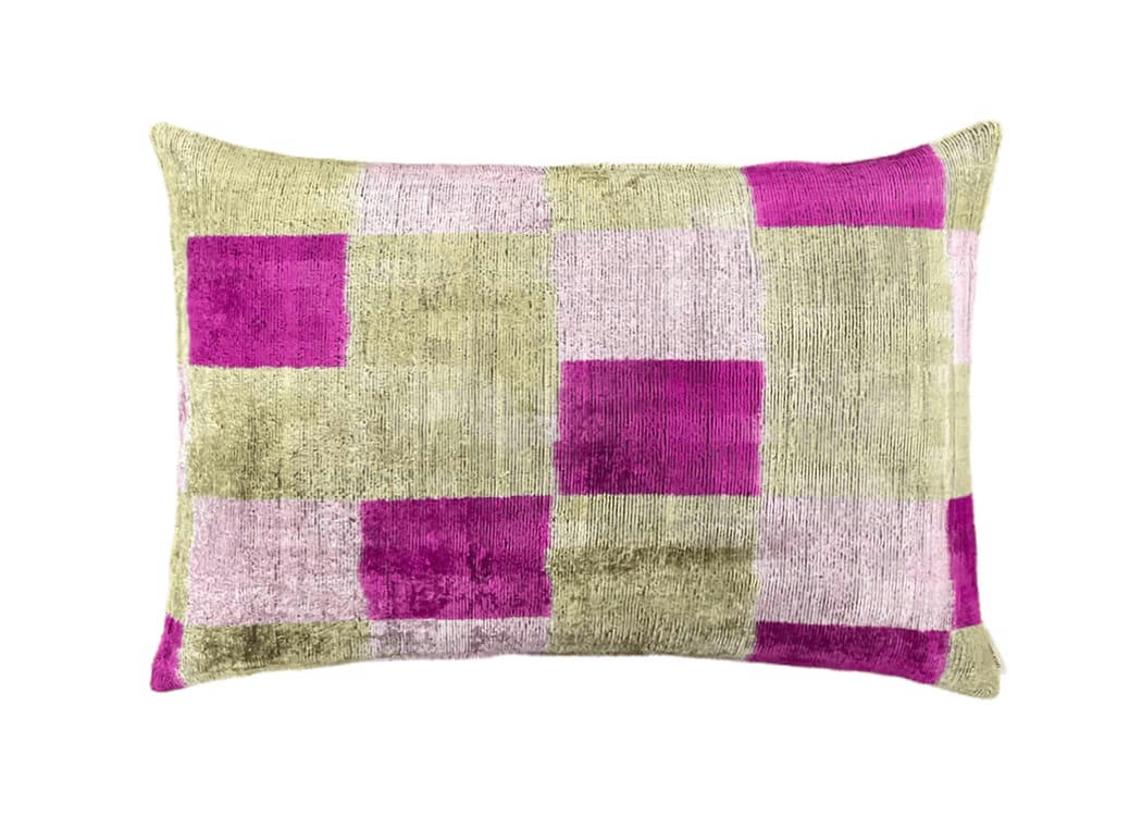 - Housse de coussin velours soie ikat   40x60 multicouleur