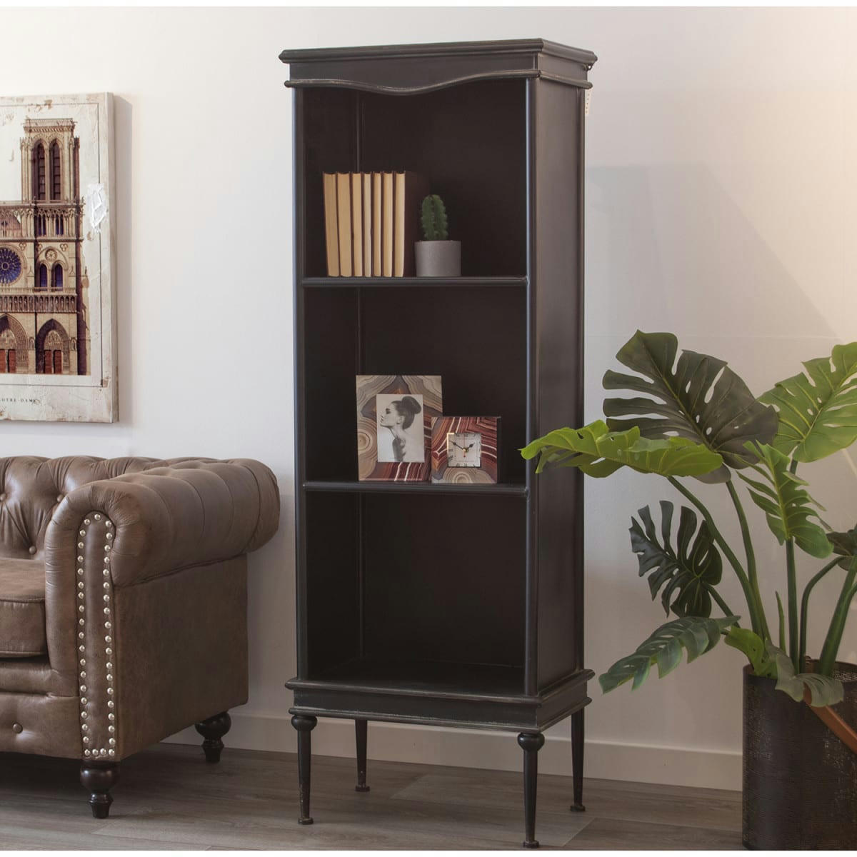 - Étagère classique sur pied en métal noir vieilli 56x28x160cm