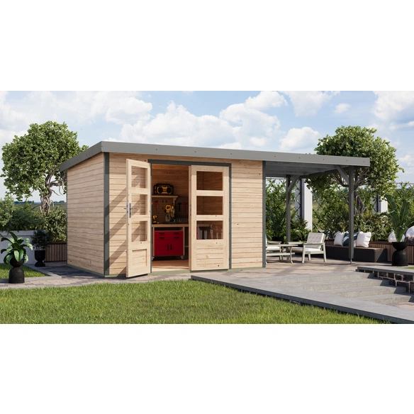 Gartenhaus »Osterby 5 A«, BxHxT: 536,5 x 209 x 242 cm (Außenmaße inkl. Dachüberstand), Wandstärke 19 mm