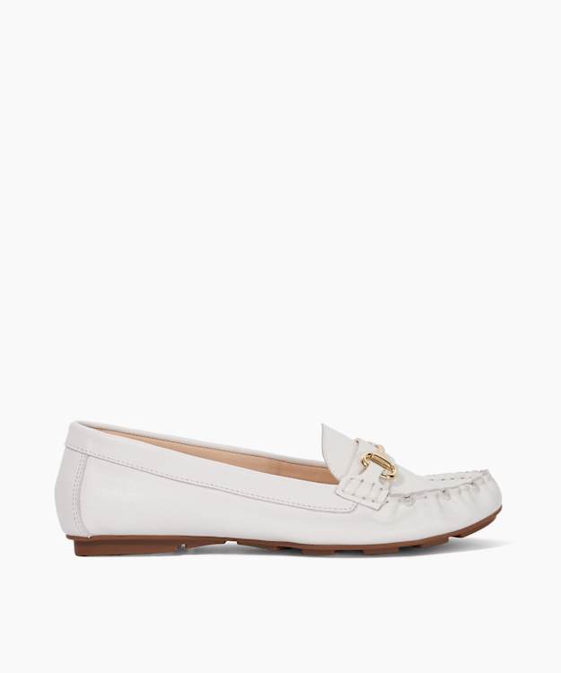 Ganwell White - Snaffle Trim Driver Loafers