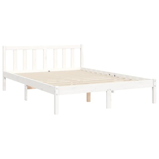 NNEVL Bed Frame with Headboard White 137x187 cm Double Solid Wood
