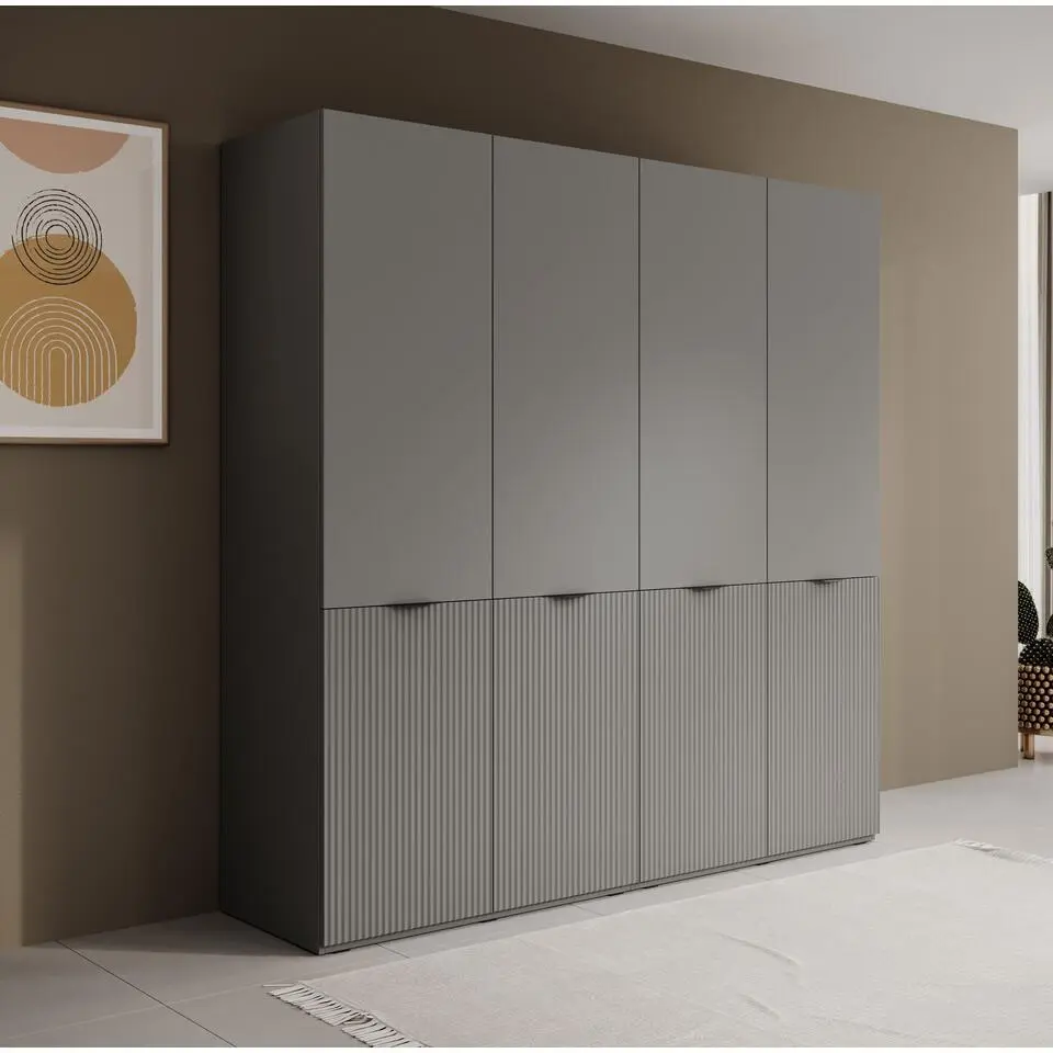 Meubella - Kledingkast Shelton - Grijs - 202 cm