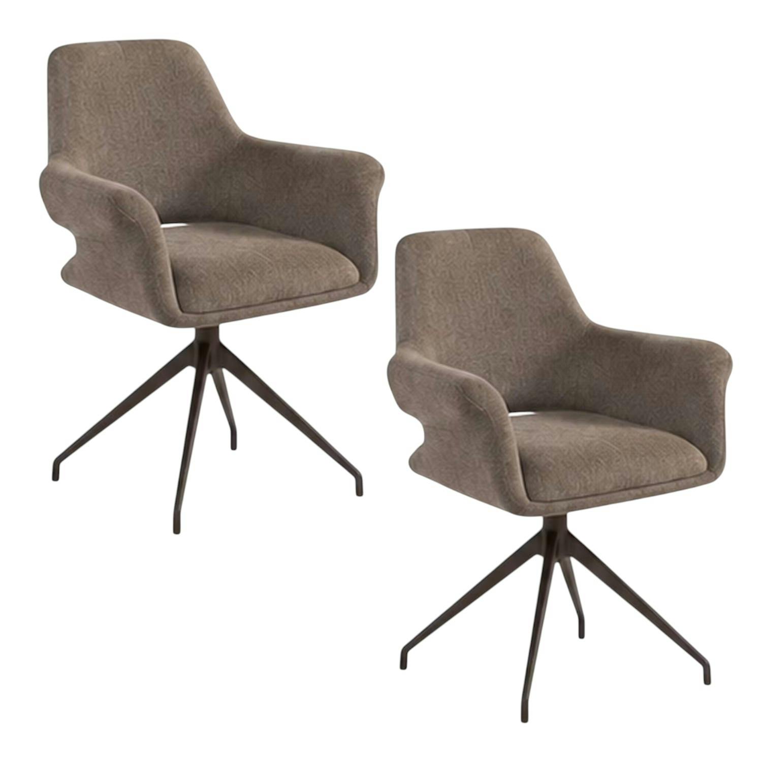 Fauteuil de table pivotant marron pieds bronze (x2) AUREN