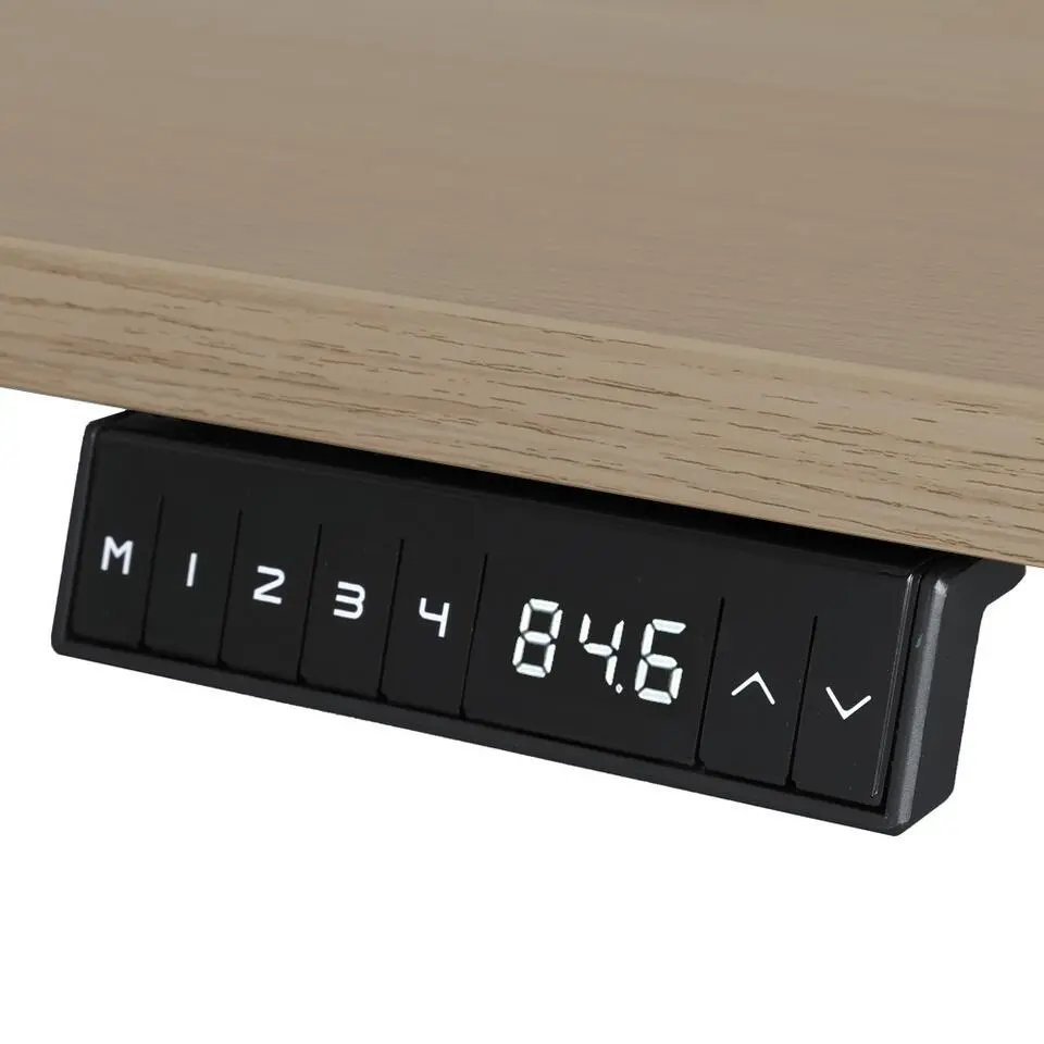 Elektrisch verstelbaar bureau - 140x80 cm - Single motor - Zwart / Eiken