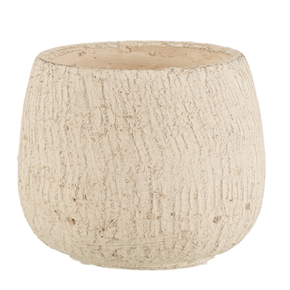 J-Line bloempot Oneffen - keramiek - grijs/beige - small - 2 stuks - Ø 14 cm
