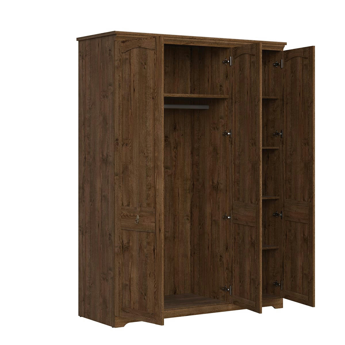 - Armoire 3 portes panneaux agglomérés naturel foncé