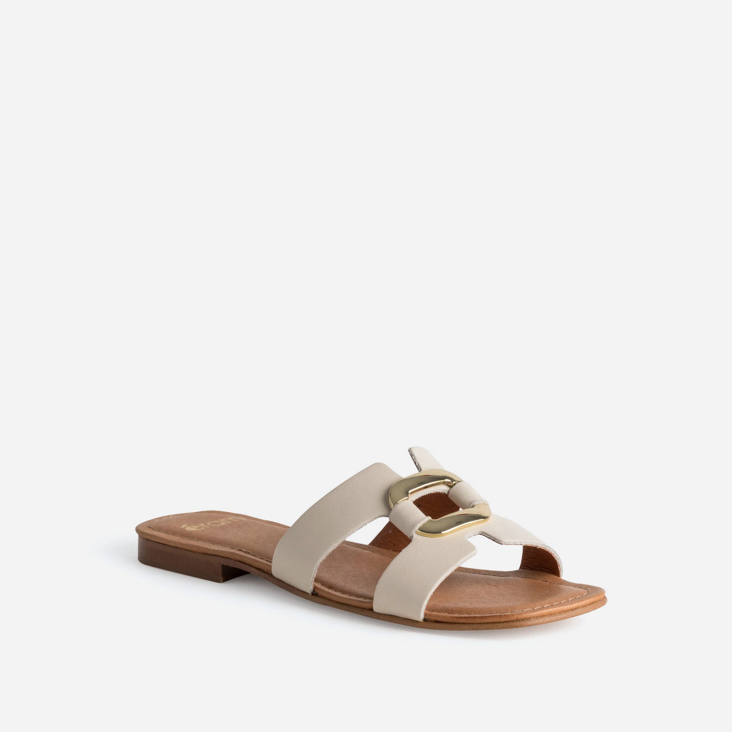Sandale écrue cuir et anneau