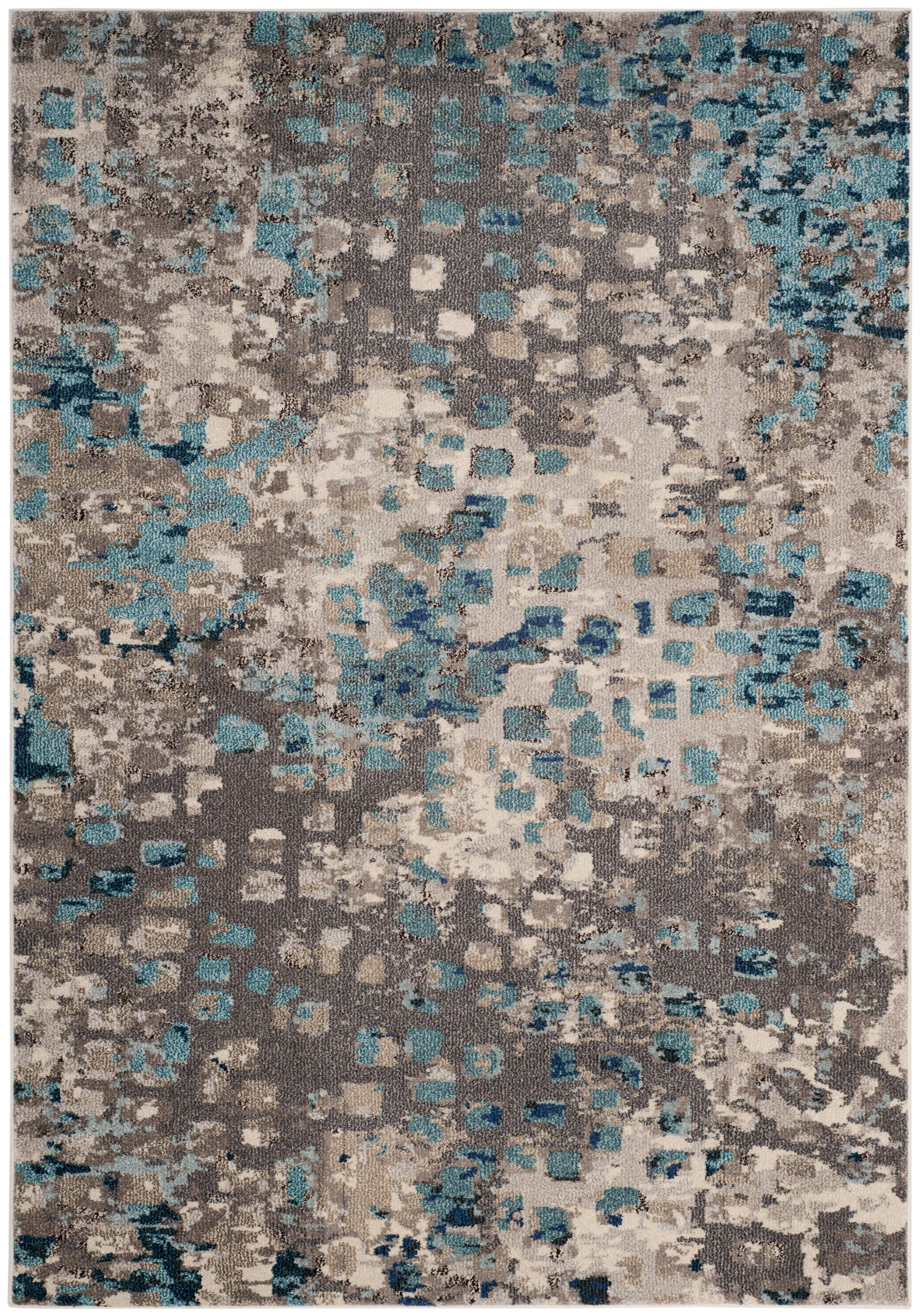 MONACO - Tapis de salon interieur en gris & bleu clair, 155 x 231 cm