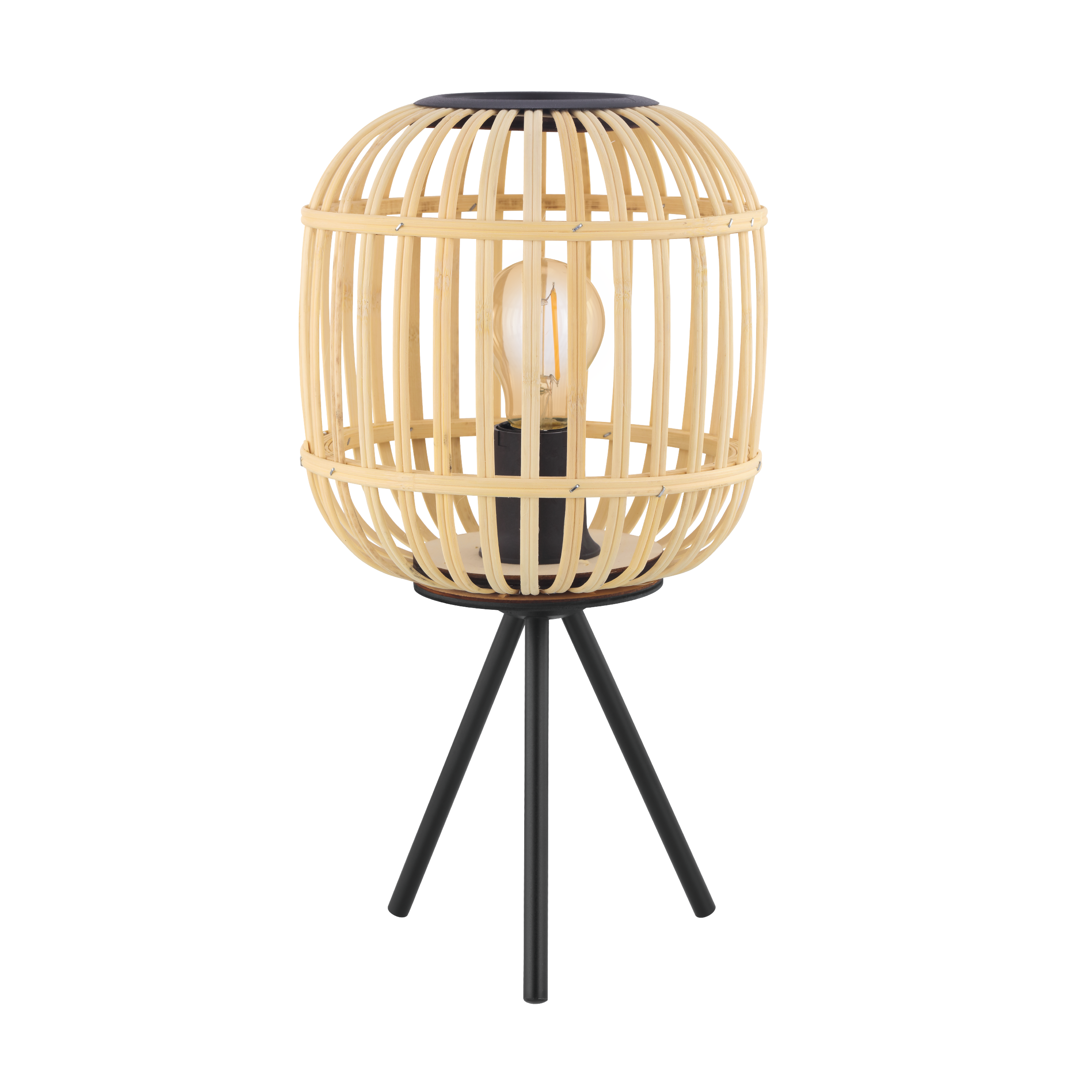 EGLO tafellamp Bordesley - e27 - 40 cm - zwart/natuur