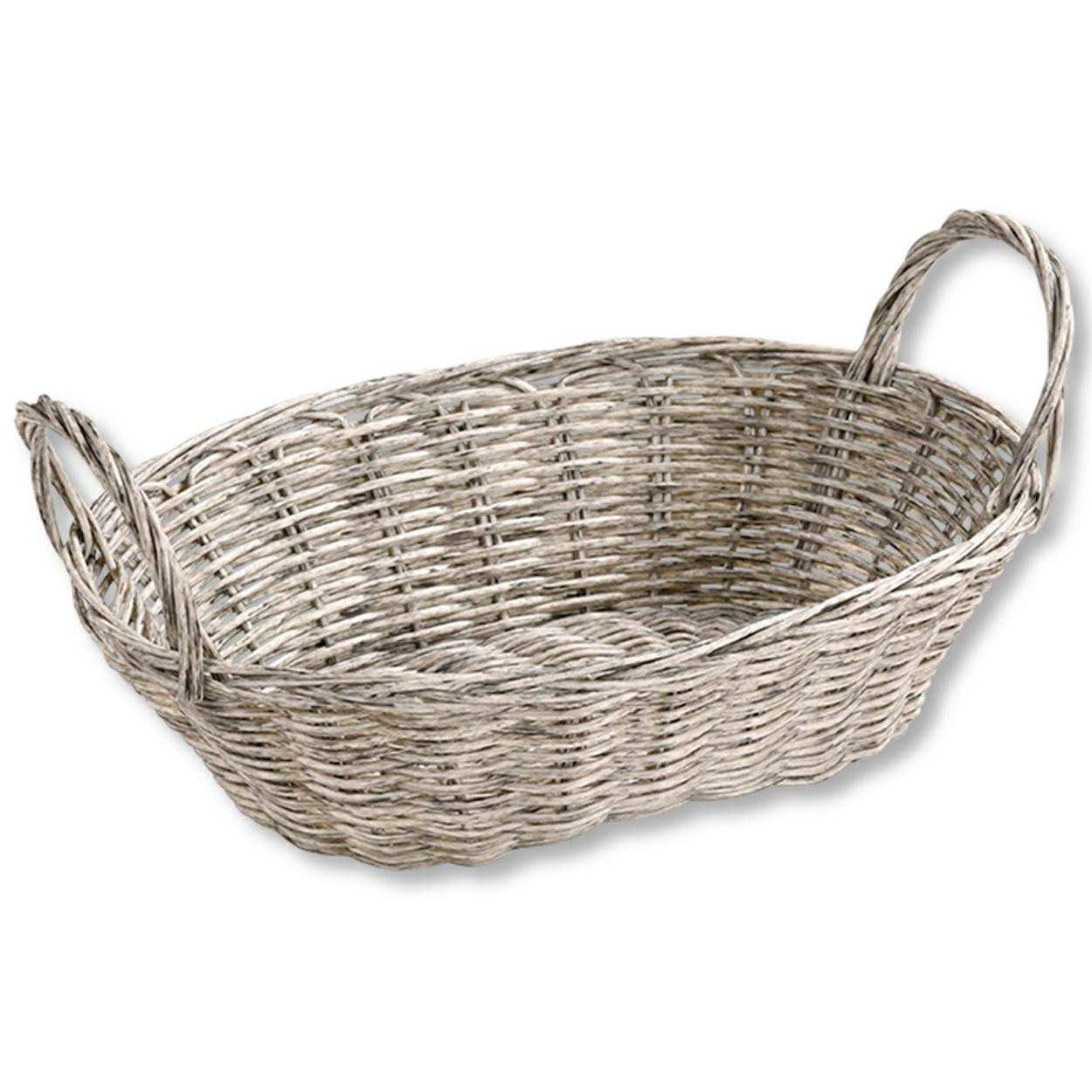 Klasyczny Owalny Koszyk na Pieczywo i Owoce Szary 28x21x13 cm