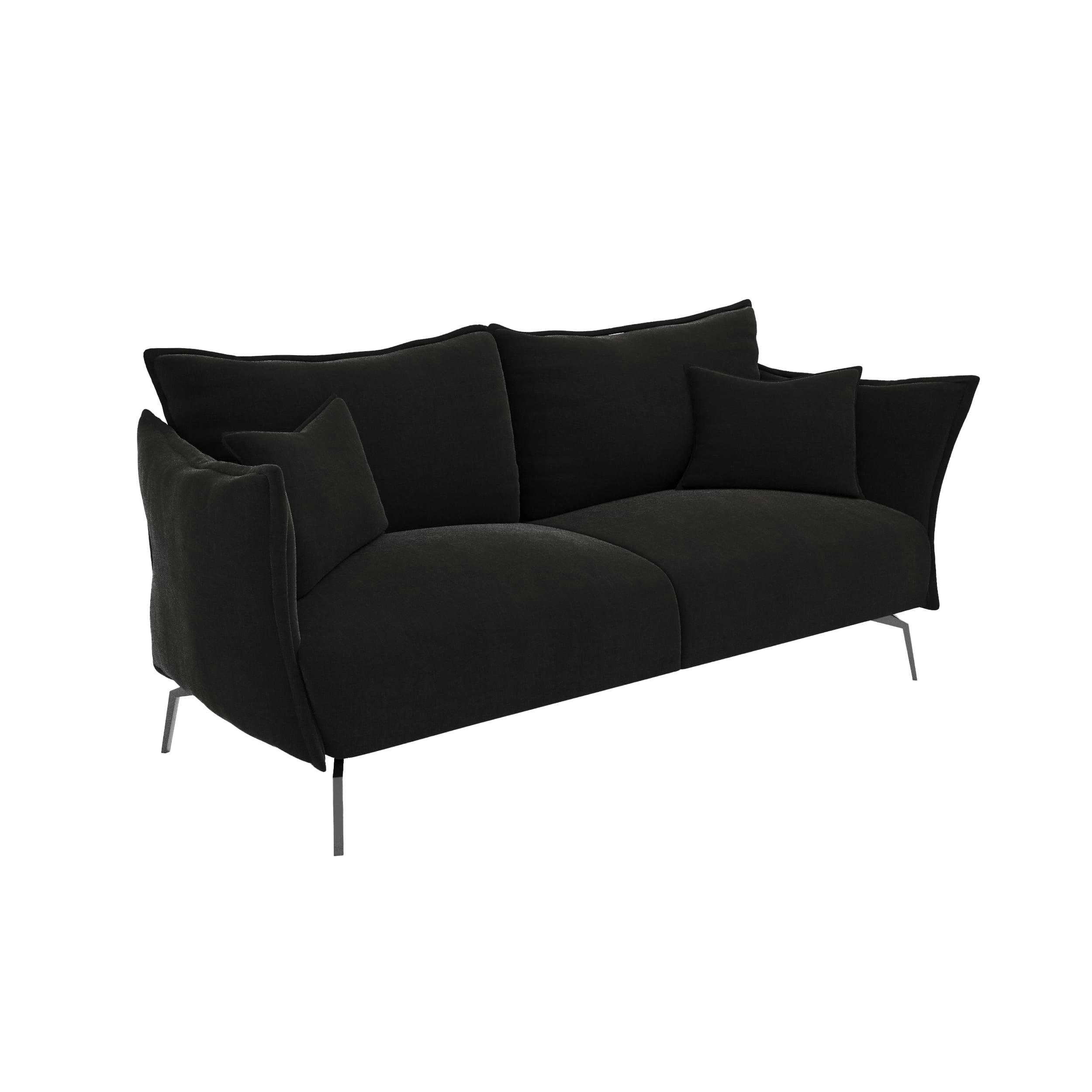 LENNY - Canapé 4 places velours noir