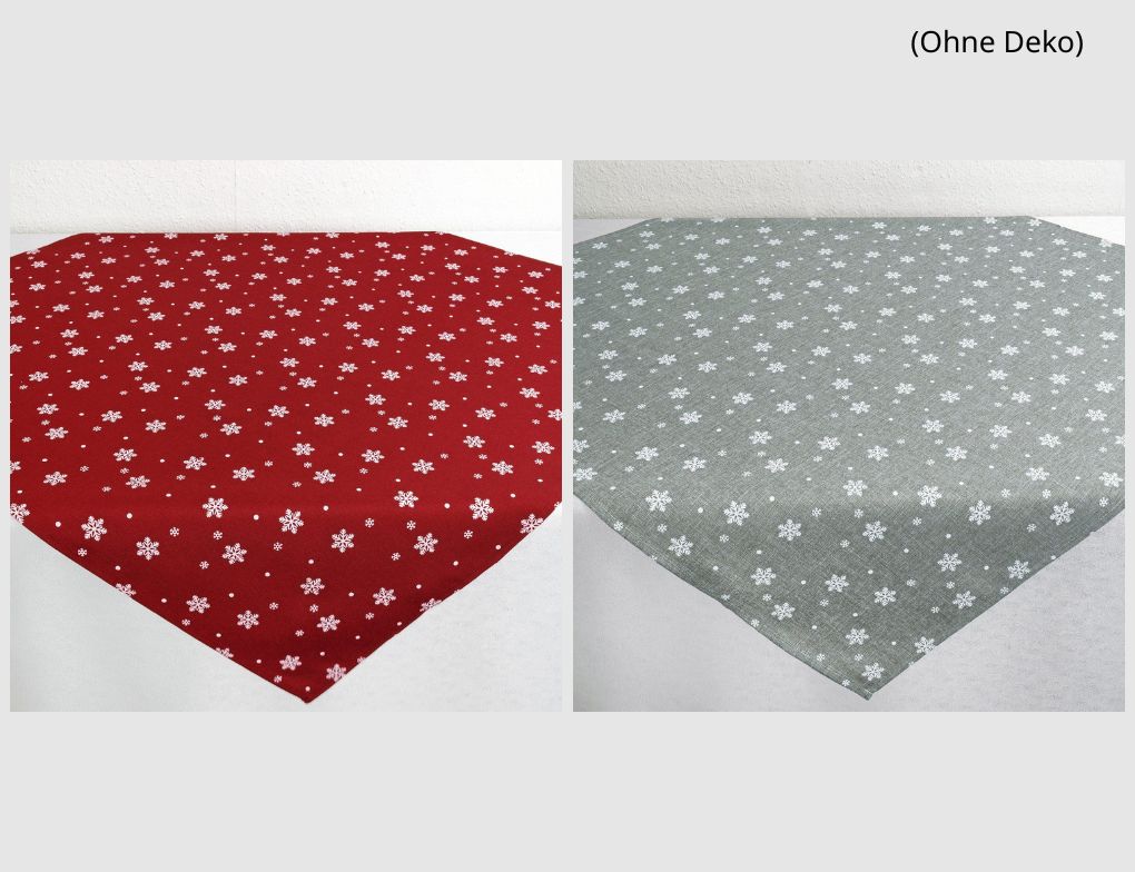 Tischdecke Schneeflocke Grau oder Rot 85x85cm