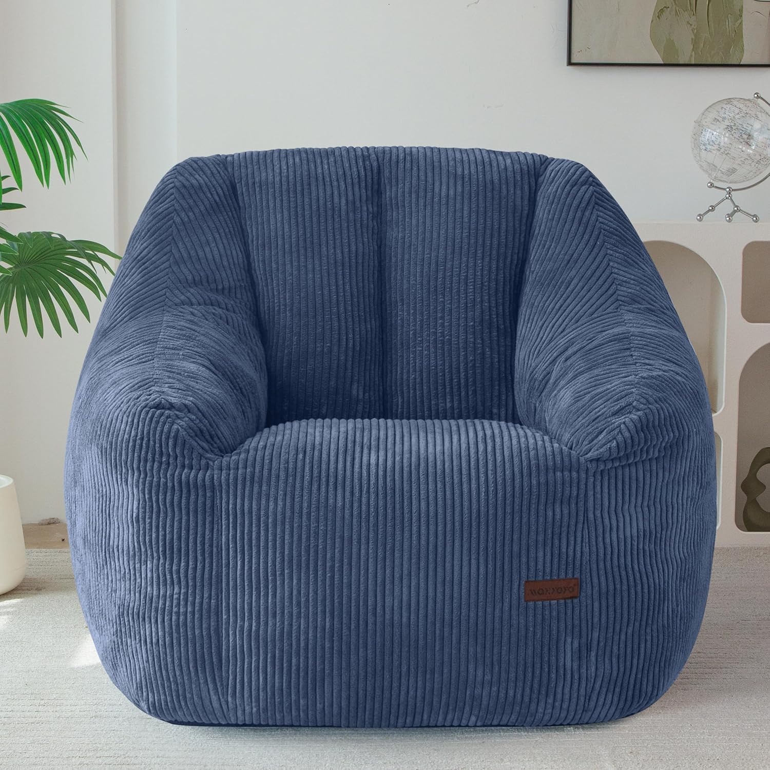 MAXYOYO Bean Bag Chair, Bean Bag Sofa with Filler, Cozy Living Room Chair for Adults and Kids, Stuffed Floor Sofa for Bedroom Dorm Reading, Dusty Blue