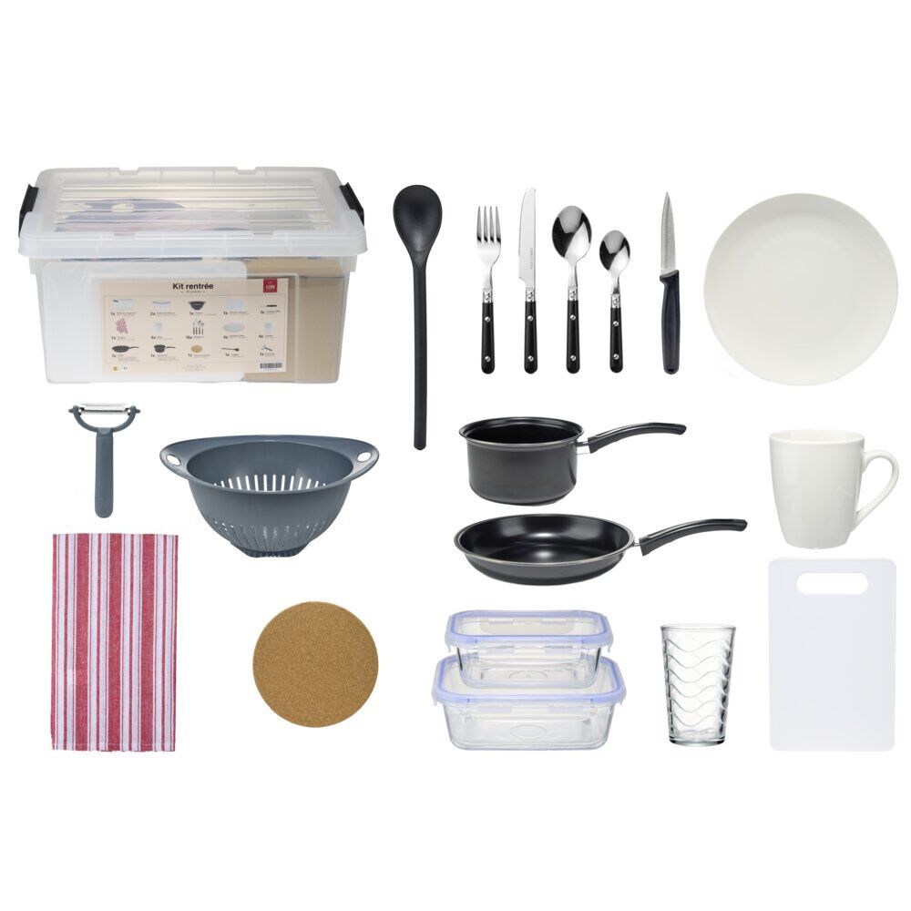 Accessoires cuisine et vaisselle kit pour étudiant 40 pièces