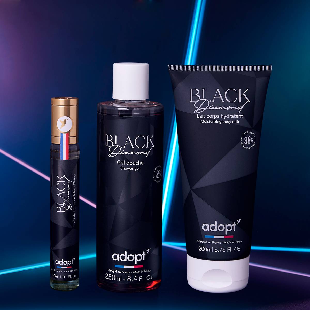 Black DiamondCoffret eau de parfum 30 ml   gel douche 250 ml   lait corps 200 ml