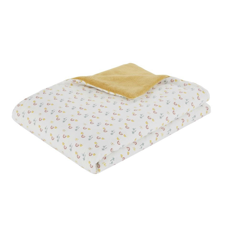 MALAGA - Couverture bébé en coton motifs palmiers et arcs-en-ciel multicolores