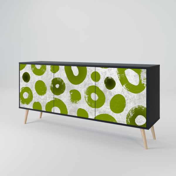GREEN RHAPSODY Komoda 3 drzwi Czarna-Bukowa skośna