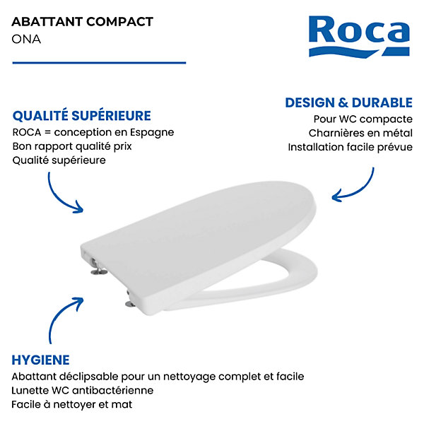 Abattant WC comptact rond ROCA Ona blanc mat