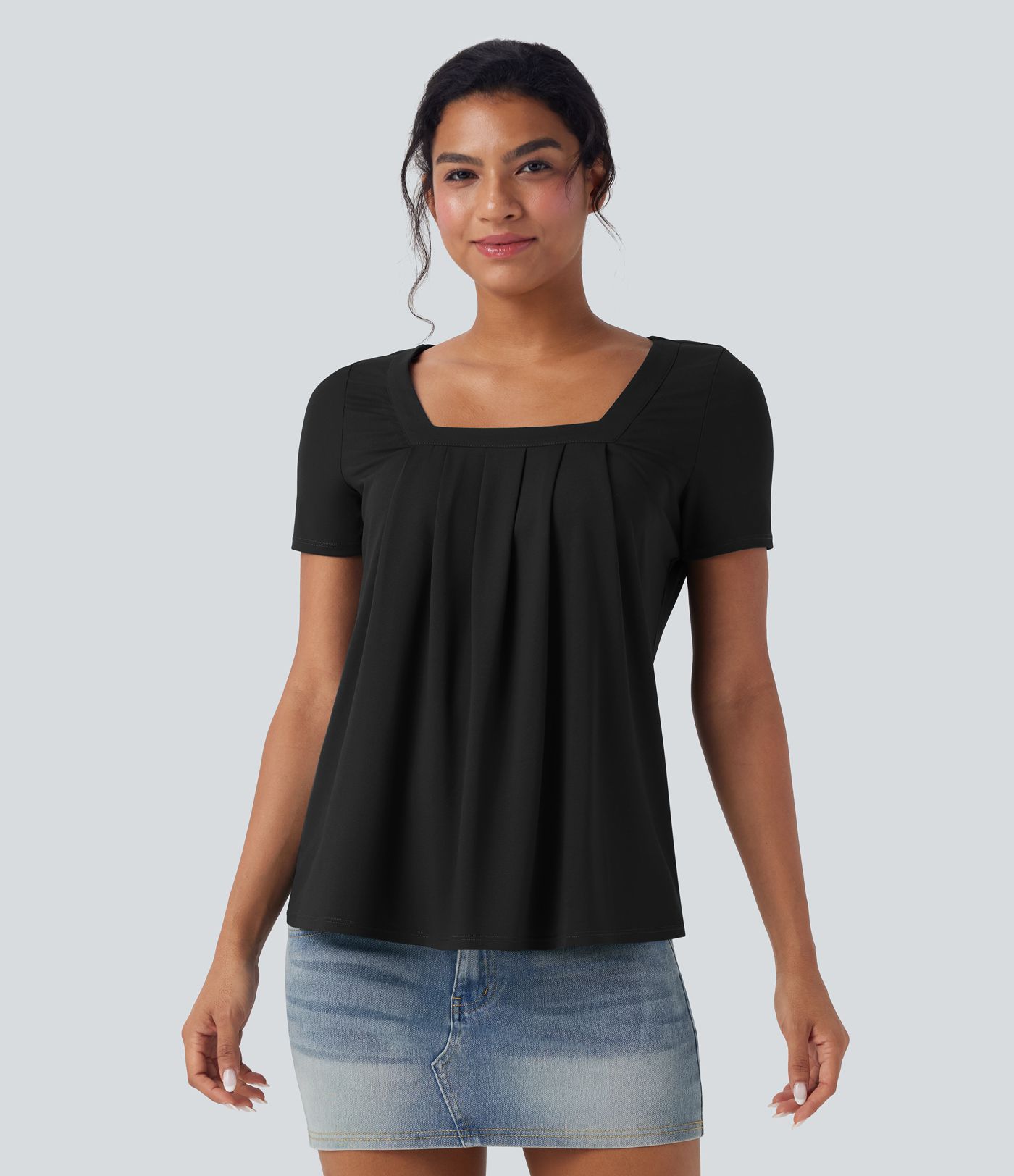 Blouse à encolure carrée et manches courtes