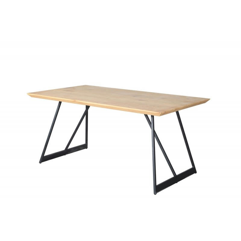 DUNE - Table de repas 160 cm décor bois et pieds métal noir
