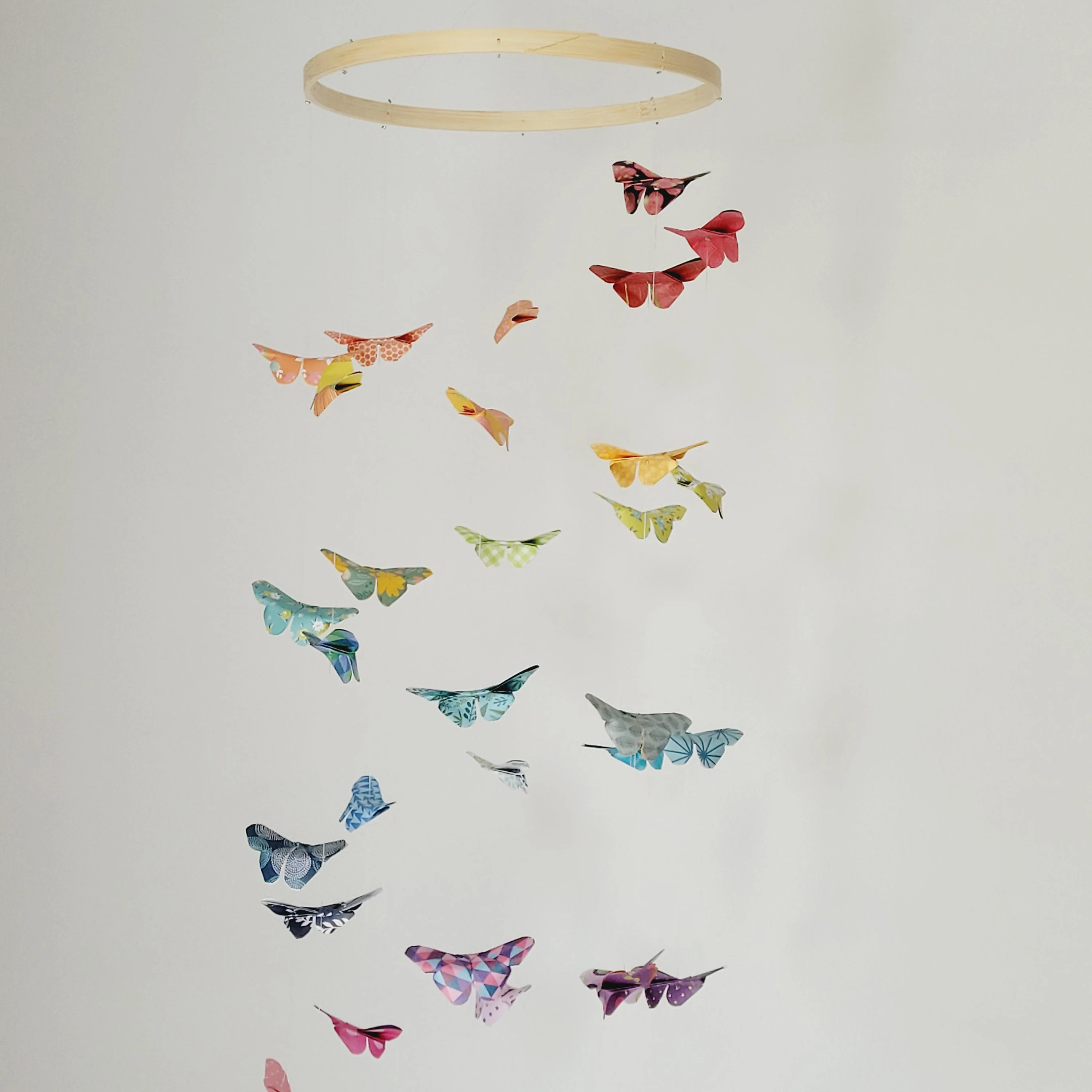 023-Origami rainbow baby mobile with 32 butterflies