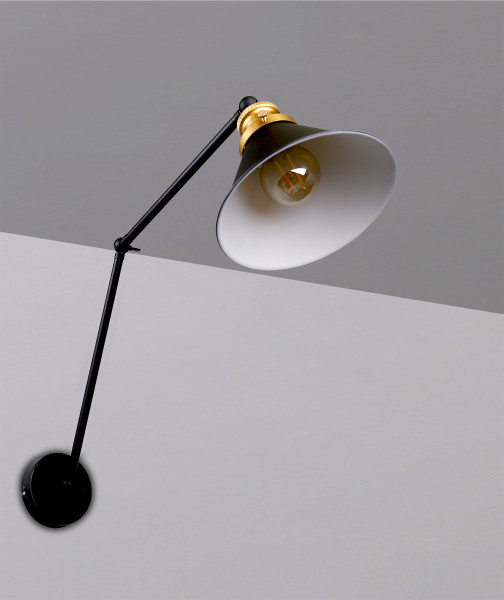 Lampa kinkiet FUNDO czarny złoty 1x40w e27 klosz czarny