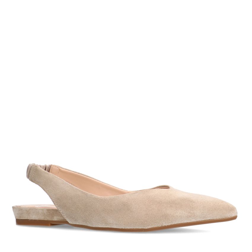Manfield Beige suède slingback ballerina's
