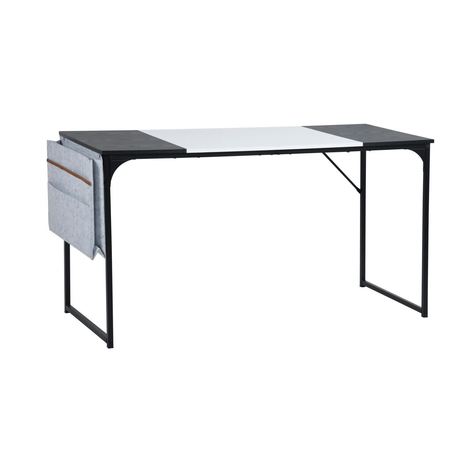 - Bureau effet bois avec sac de rangement en feutre en blanc 140*60