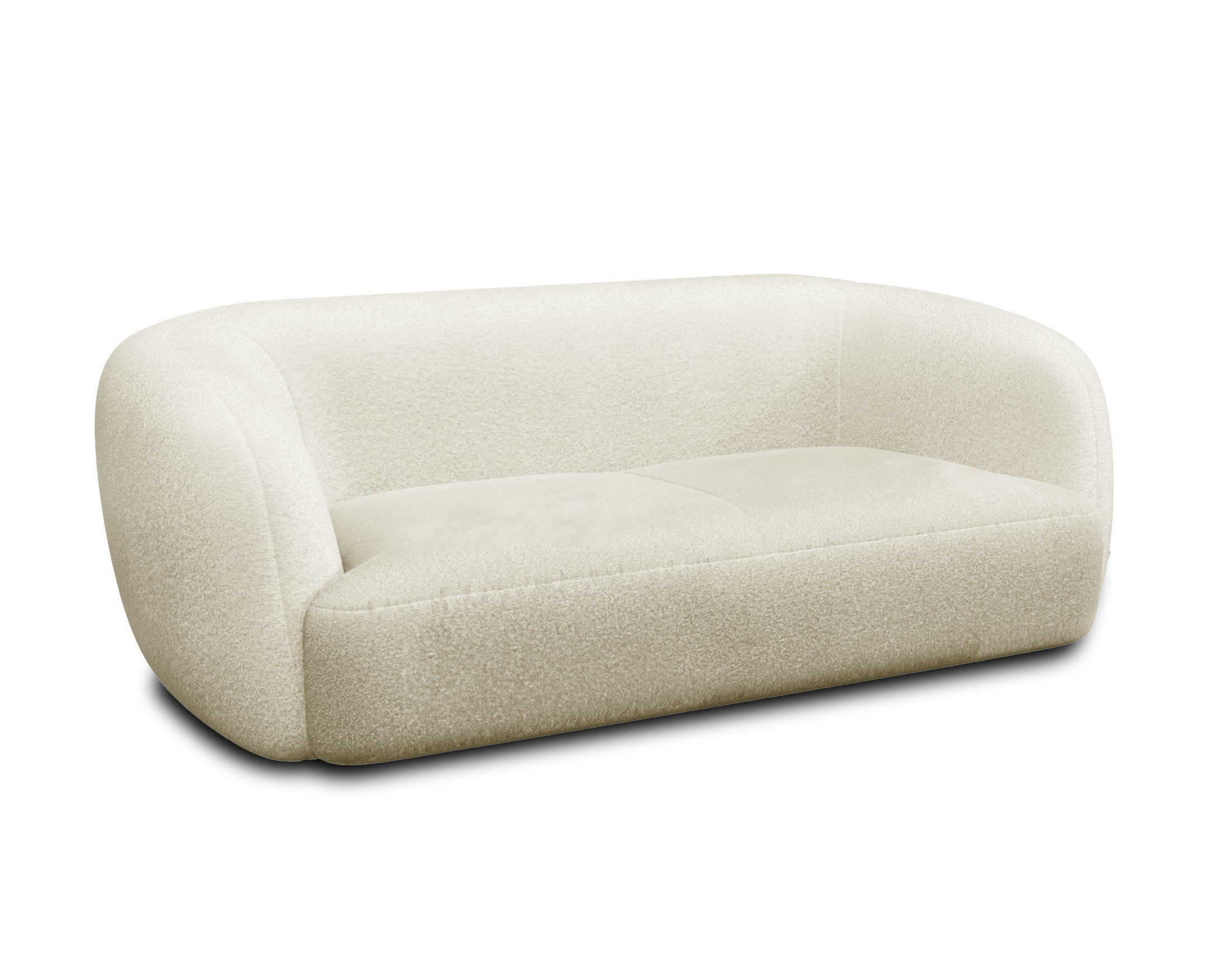 ERNEE - Canapé droit 3 places en velours beige