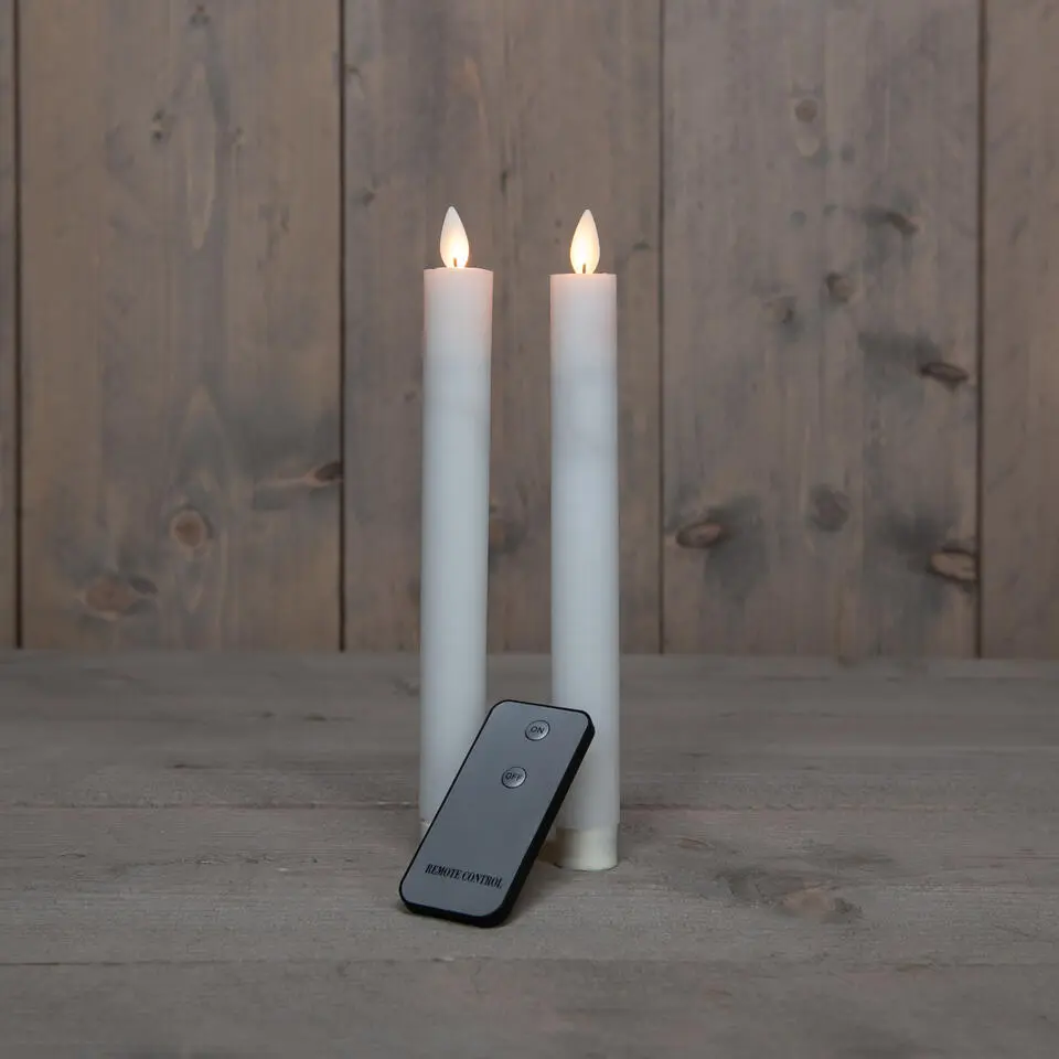 Anna's Collection Dinerkaarsen - wit - 2 stuks - LED - 23 cm