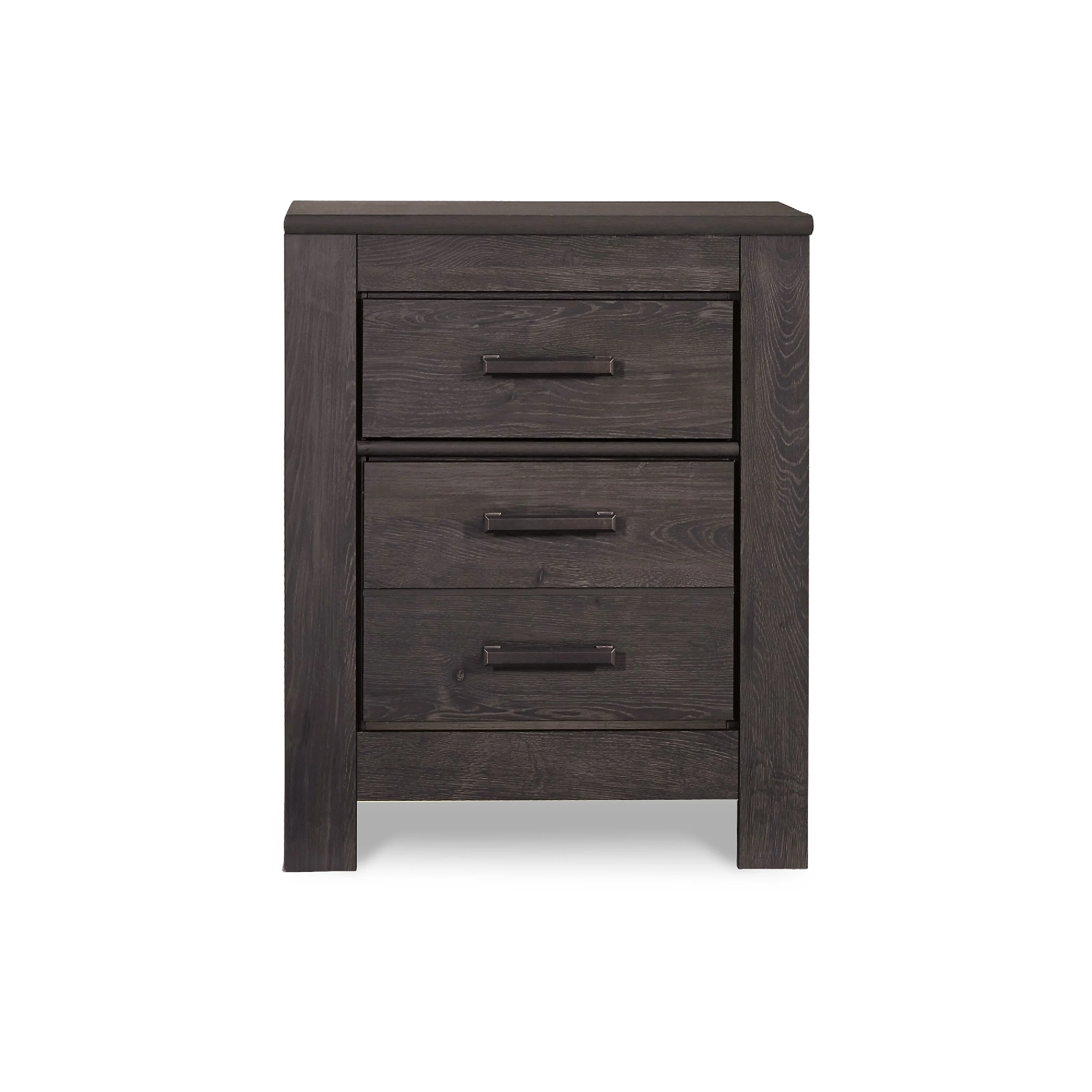 Brin Nightstand, 2 Drawers, Rustic Contemporary Laminate Charcoal Gray