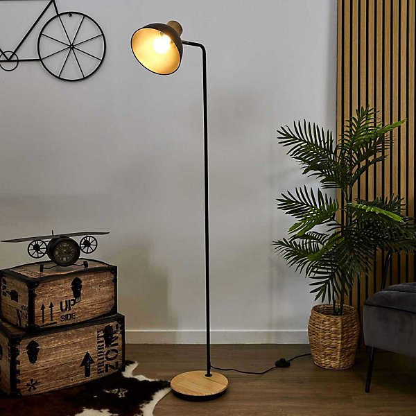 Lampadaire en métal noir 145 cm