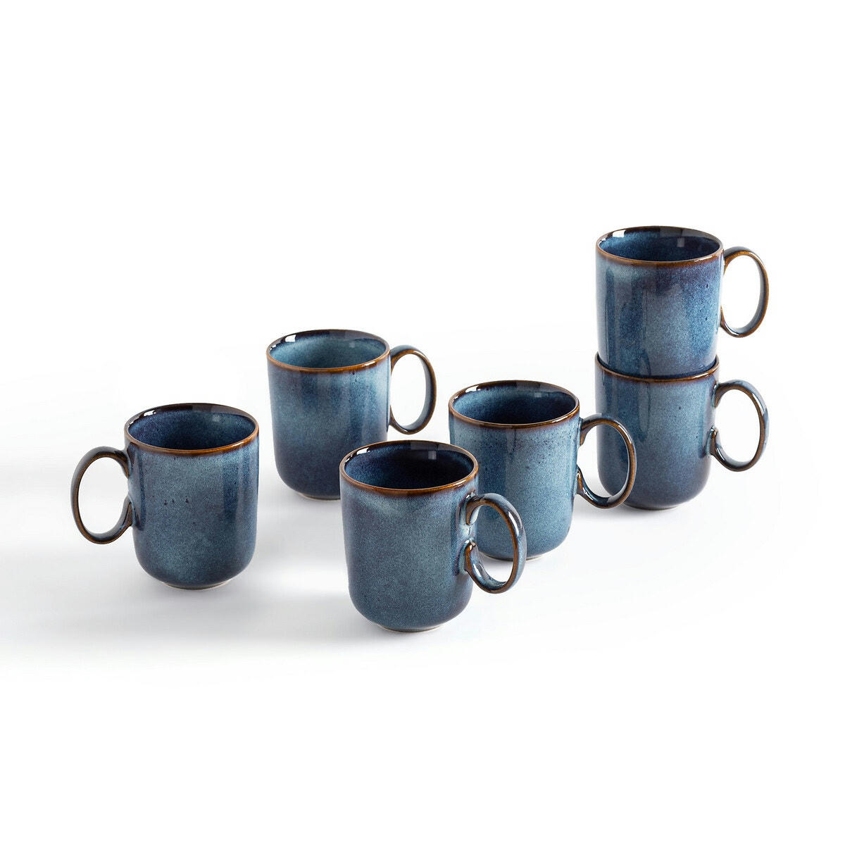 Lot de 6 mugs en grès, Onda