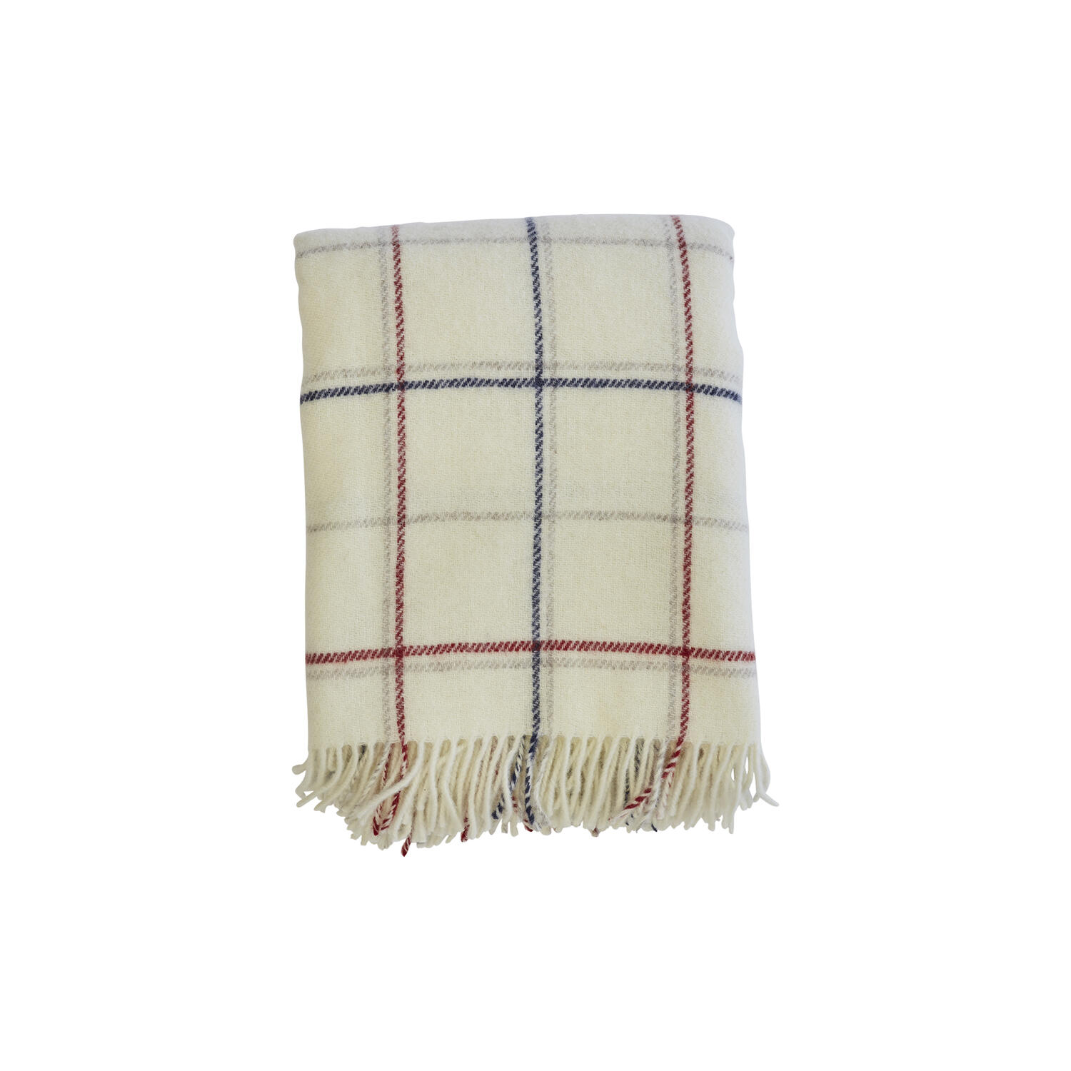 Tartan plaid, off-white/red stripe